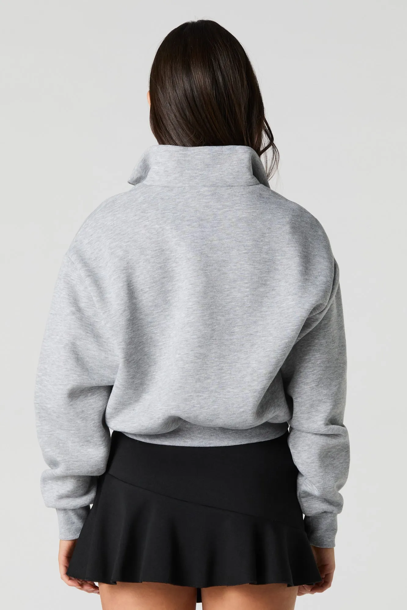 Embroidered Quarter Zip Fleece Sweatshirt sold by Urban Planet product image thumbnail 5