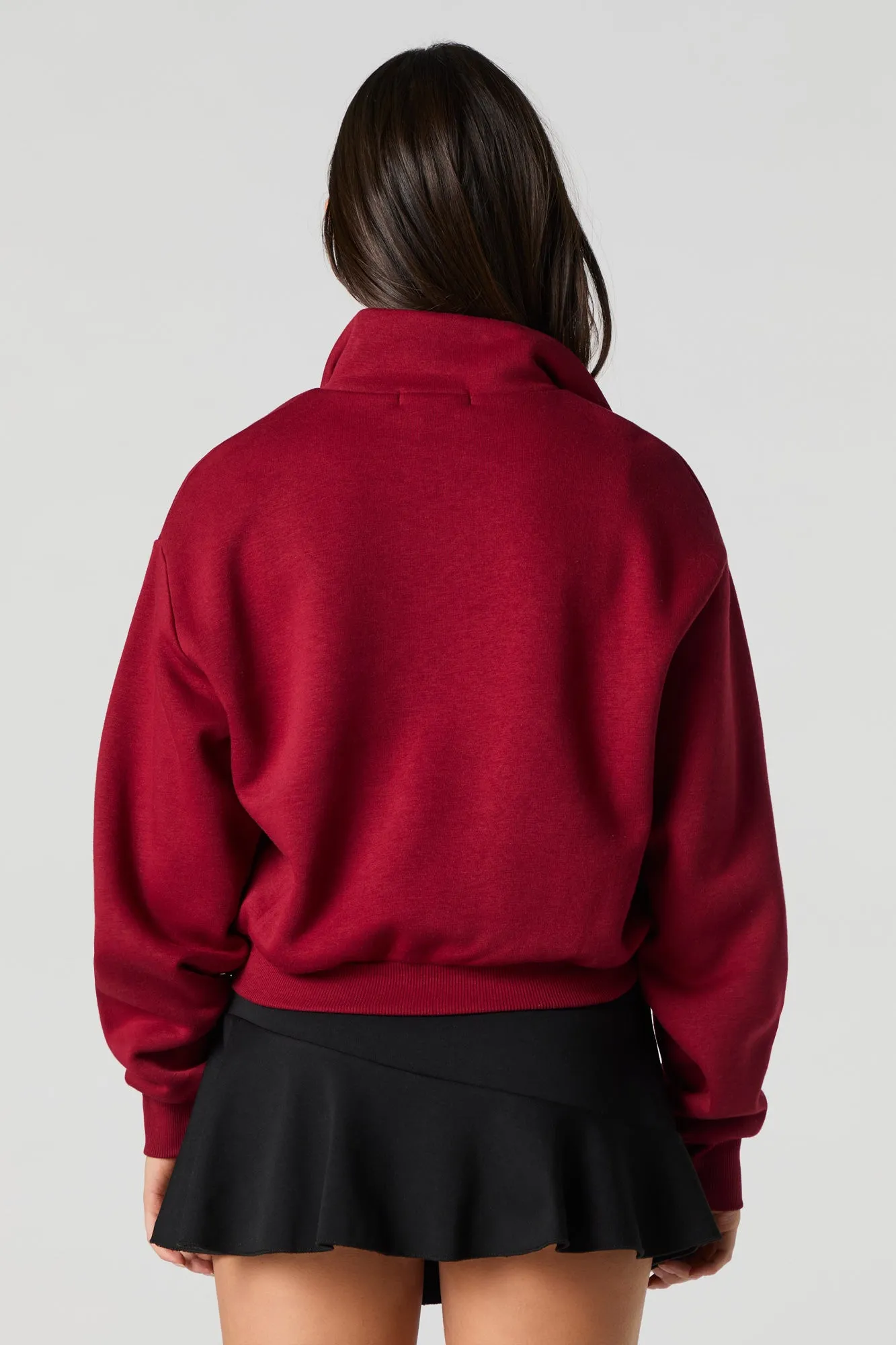 Embroidered Quarter Zip Fleece Sweatshirt sold by Urban Planet product image thumbnail 2