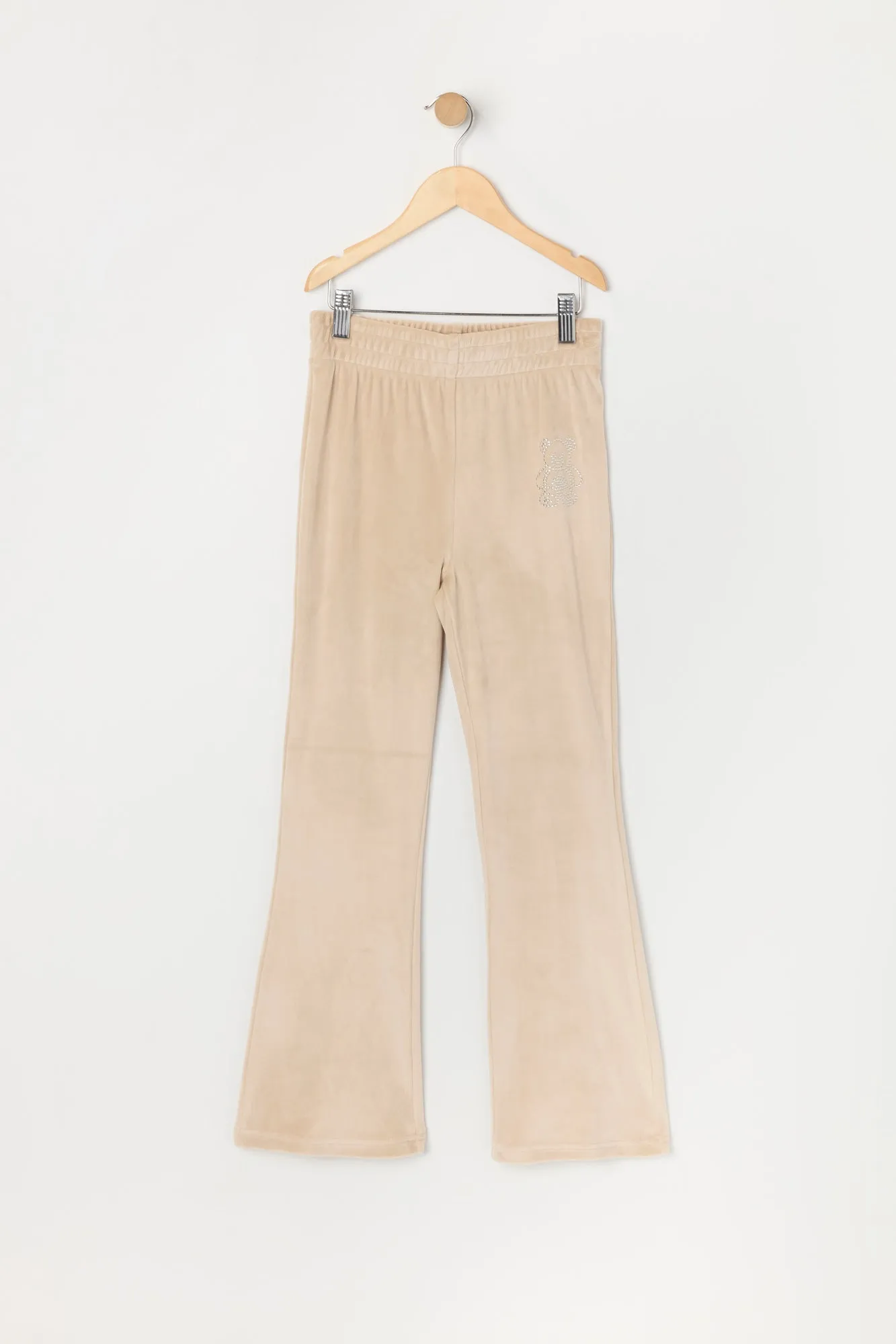 Pantalon à jambe évasée en velours à imprimé Ourson avec pierres du Rhin pour fille sold by Urban Planet