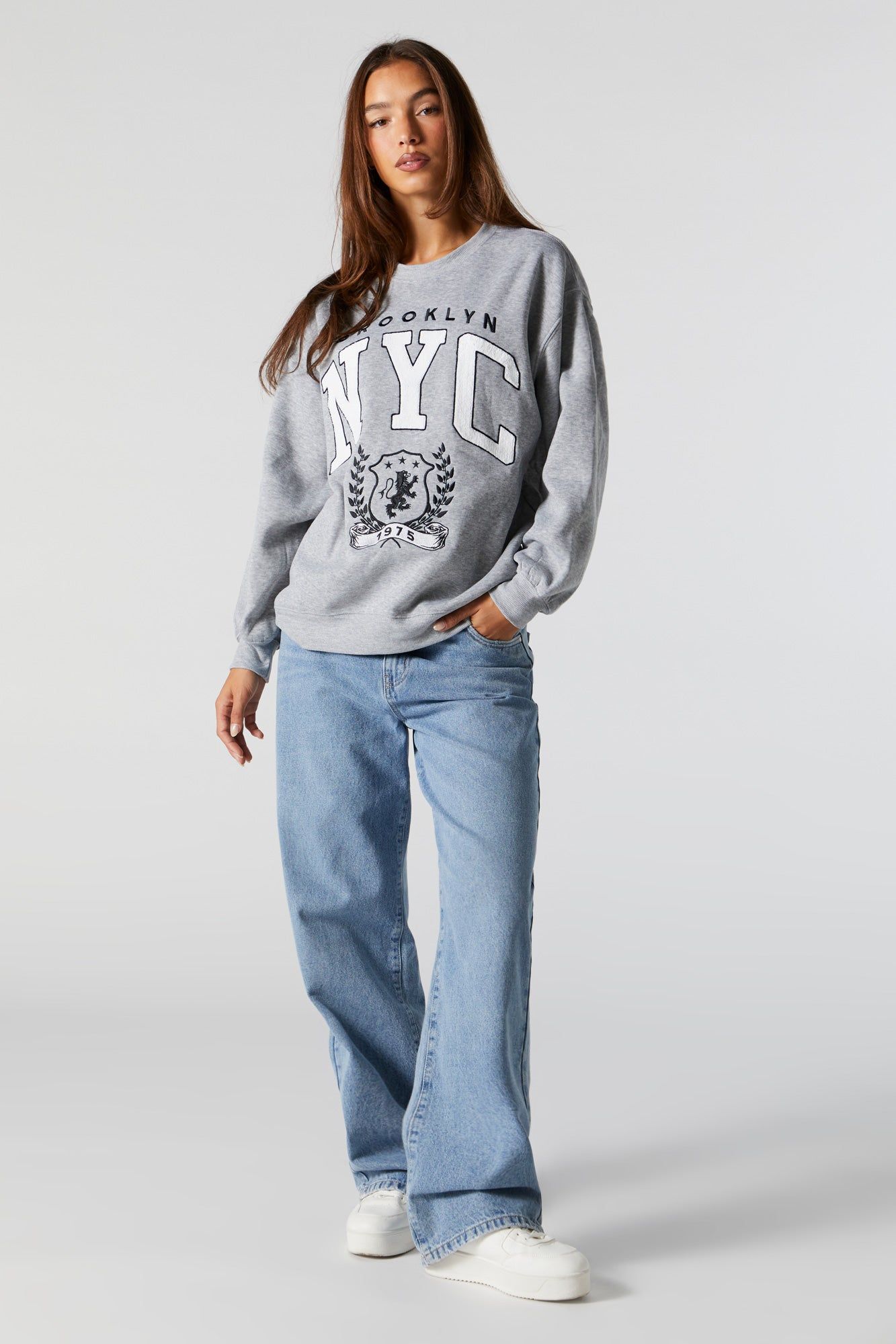 Chenille Embroidered NYC Fleece Sweatshirt sold by Urban Planet product image thumbnail 3
