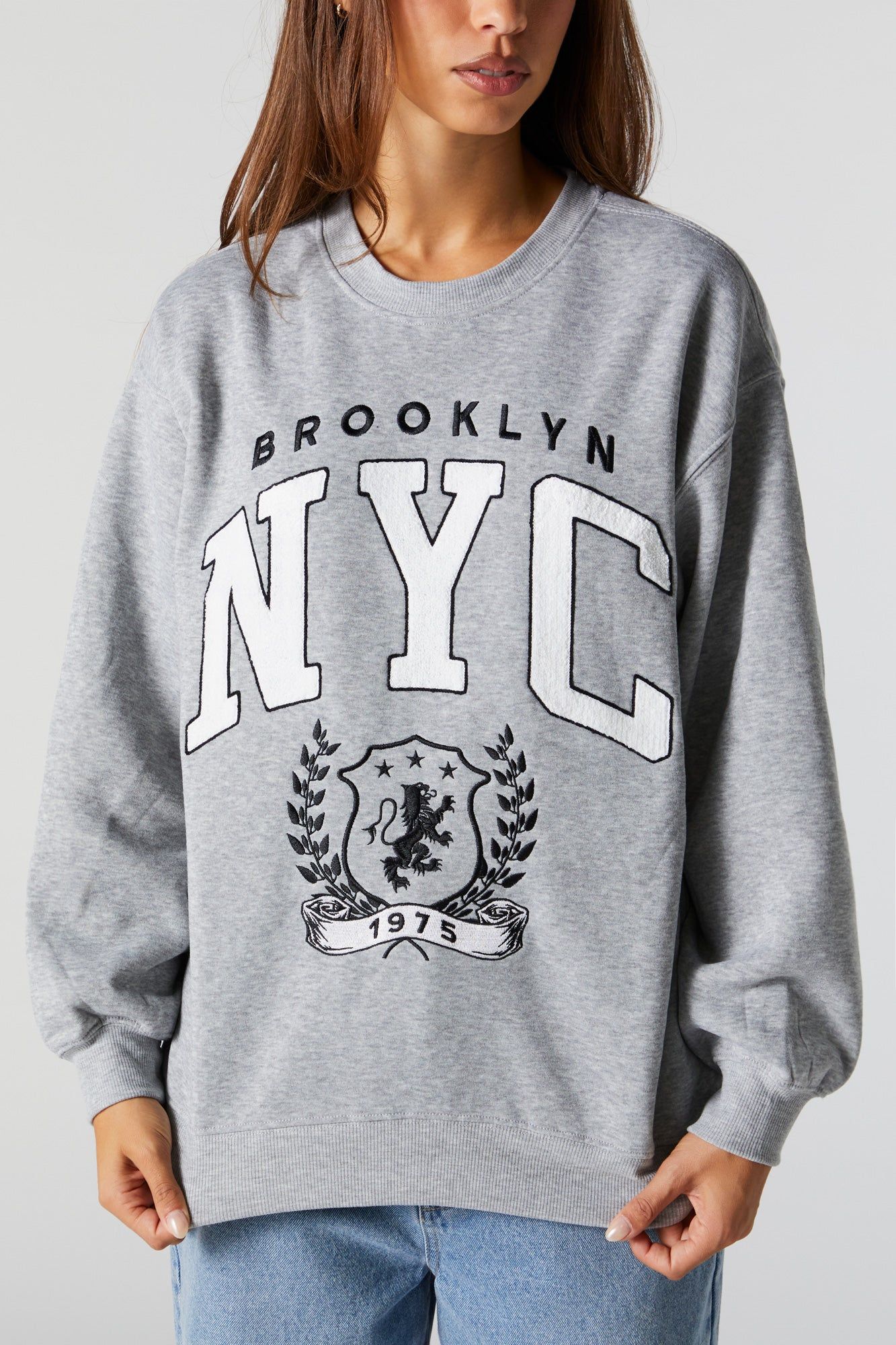 Chenille Embroidered NYC Fleece Sweatshirt sold by Urban Planet product image thumbnail 4