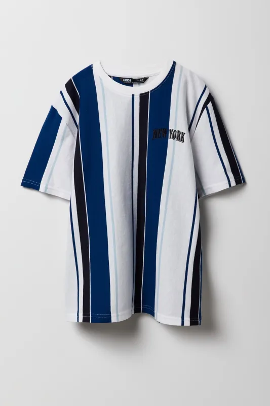 Boys City Embroidered Striped T-Shirt sold by Urban Planet