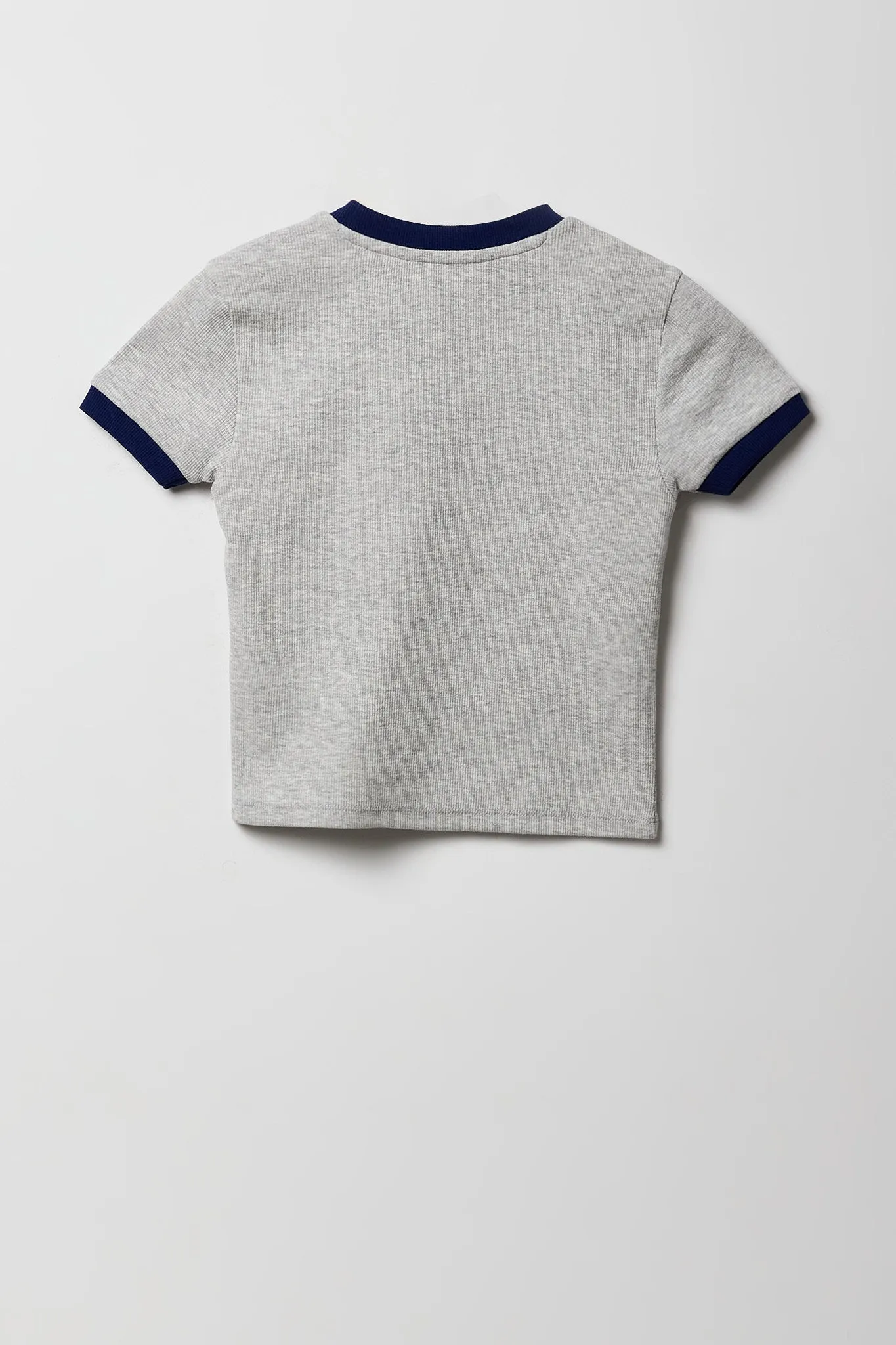 T-shirt côtelé à liséré contrastant avec imprimé Sporty pour fille sold by Urban Planet product image thumbnail 4