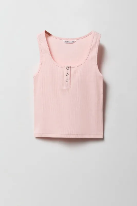 Girls Ribbed Henley Tank sold by Urban Planet