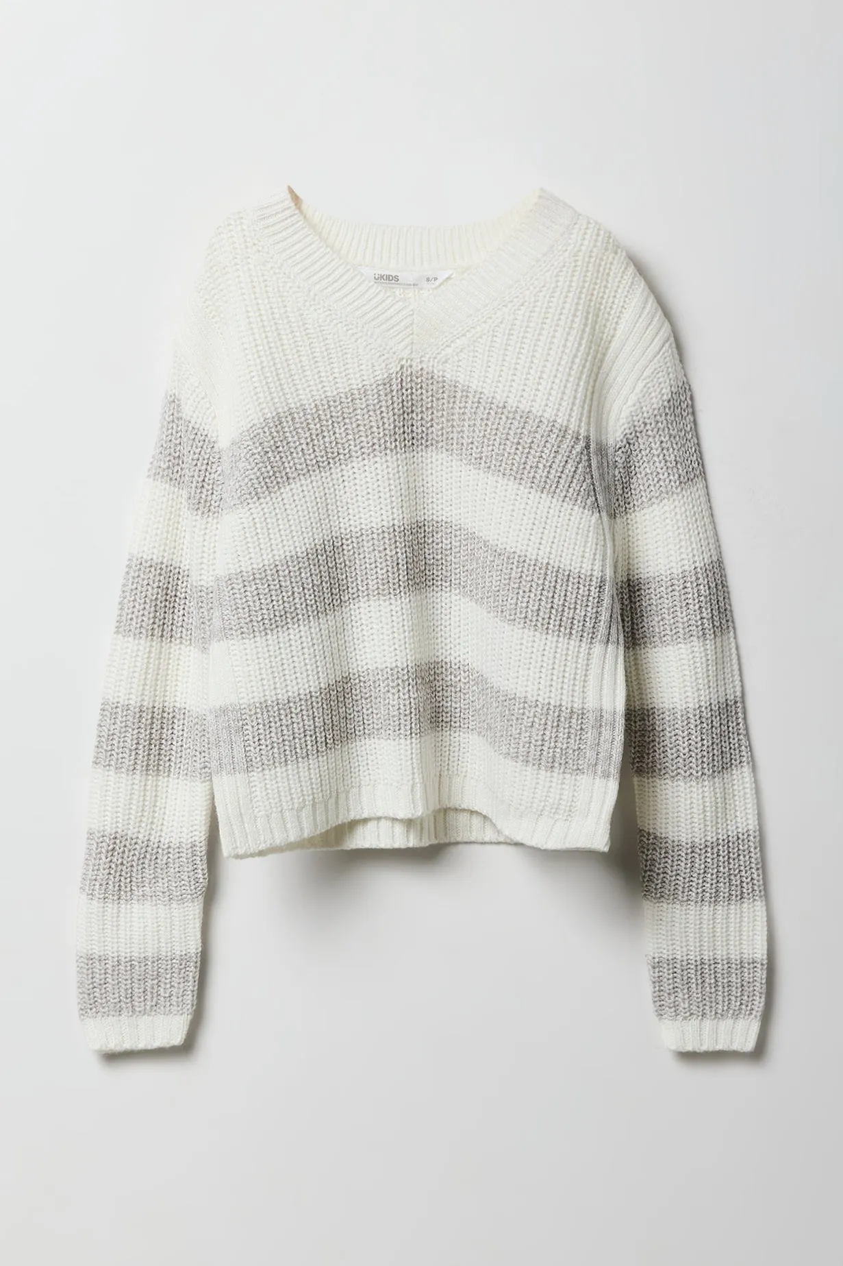 Girls Striped Knit V-Neck Sweater sold by Urban Planet product image thumbnail 3