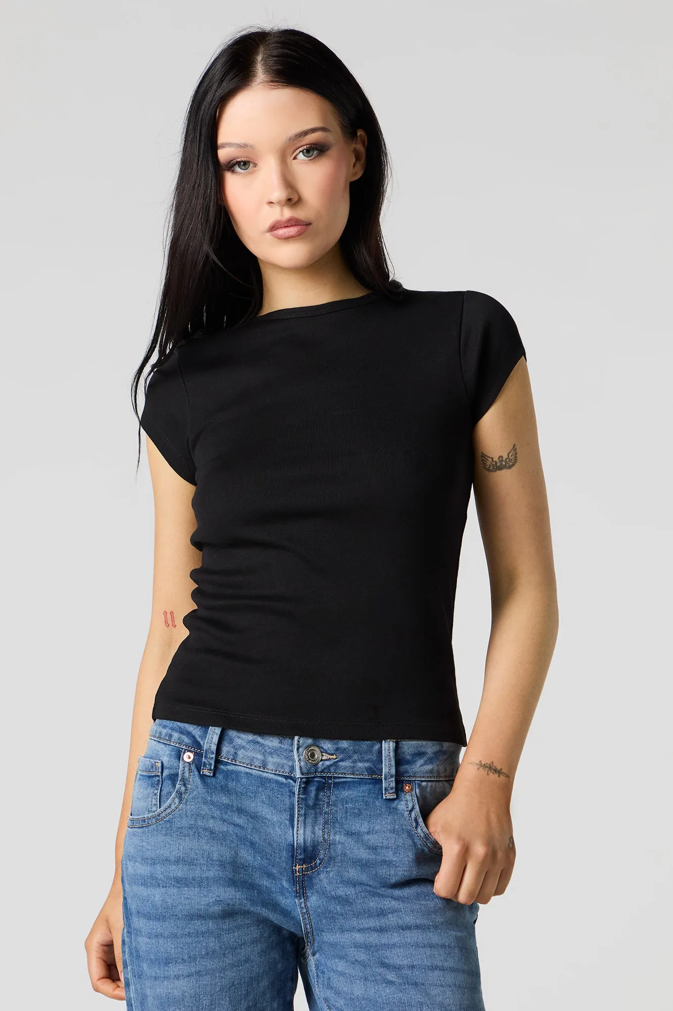 Ribbed High Neck T-Shirt sold by Urban Planet product image thumbnail 4