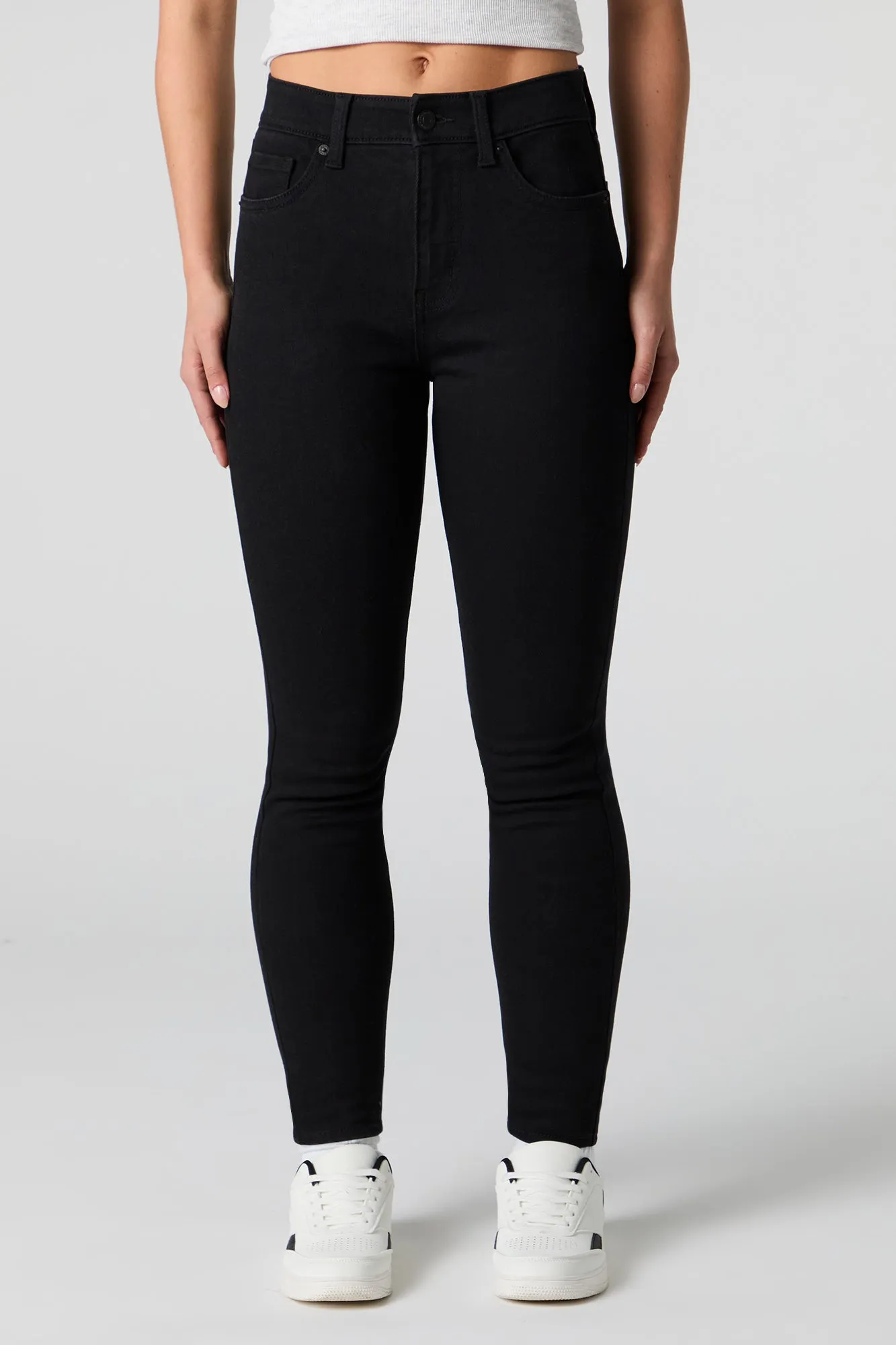 Jean ajusté extensible taille haute noir sold by Urban Planet product image thumbnail 2