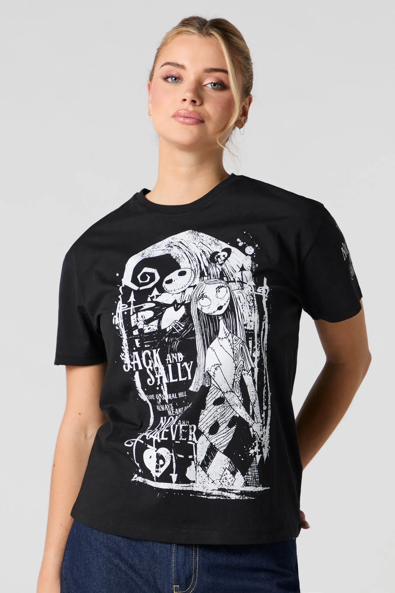 T-shirt coupe garçonne à imprimé Jack & Sally sold by Urban Planet