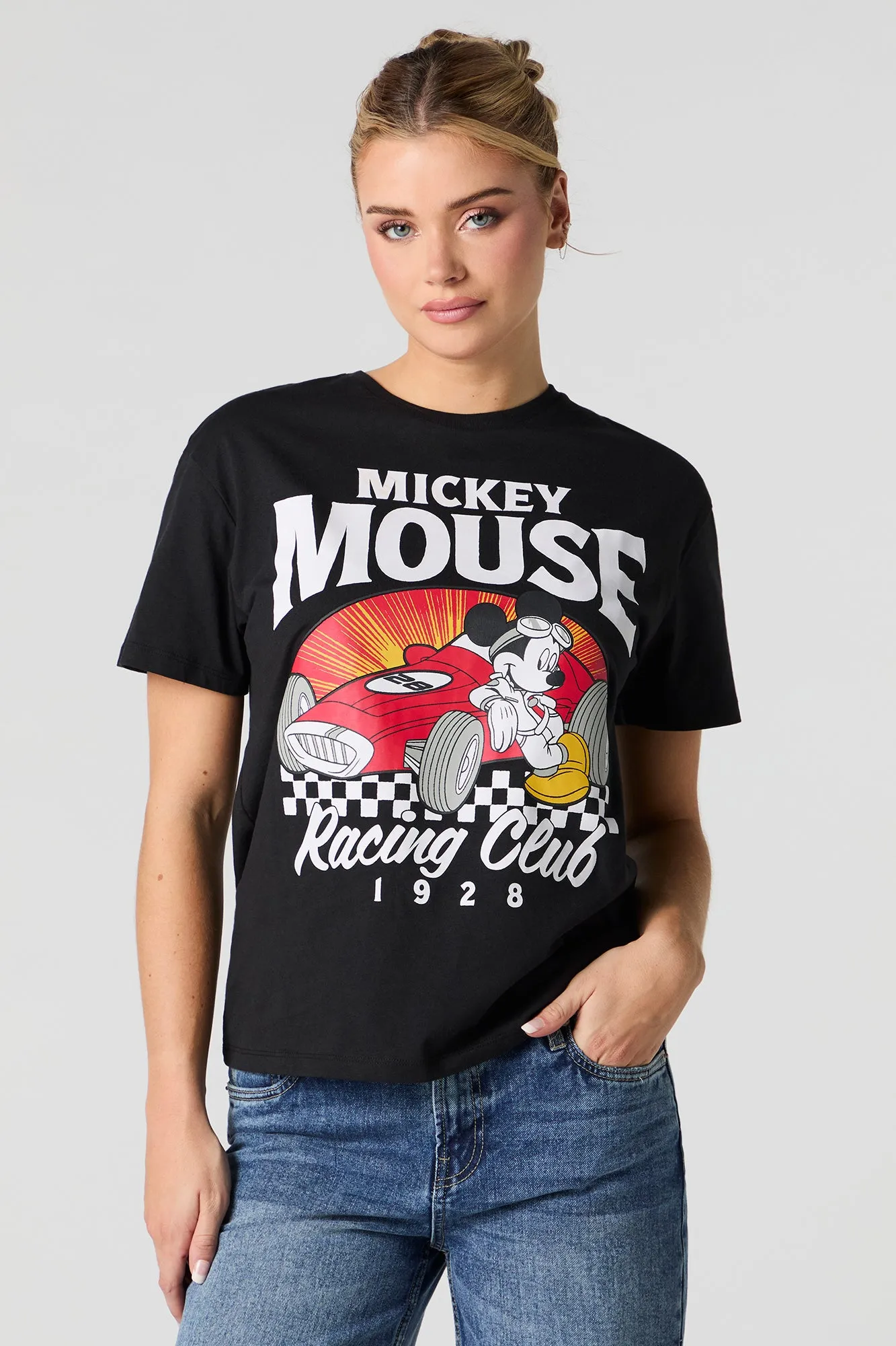 T-shirt coupe garçonne à imprimé Mickey Mouse Racing Club sold by Urban Planet