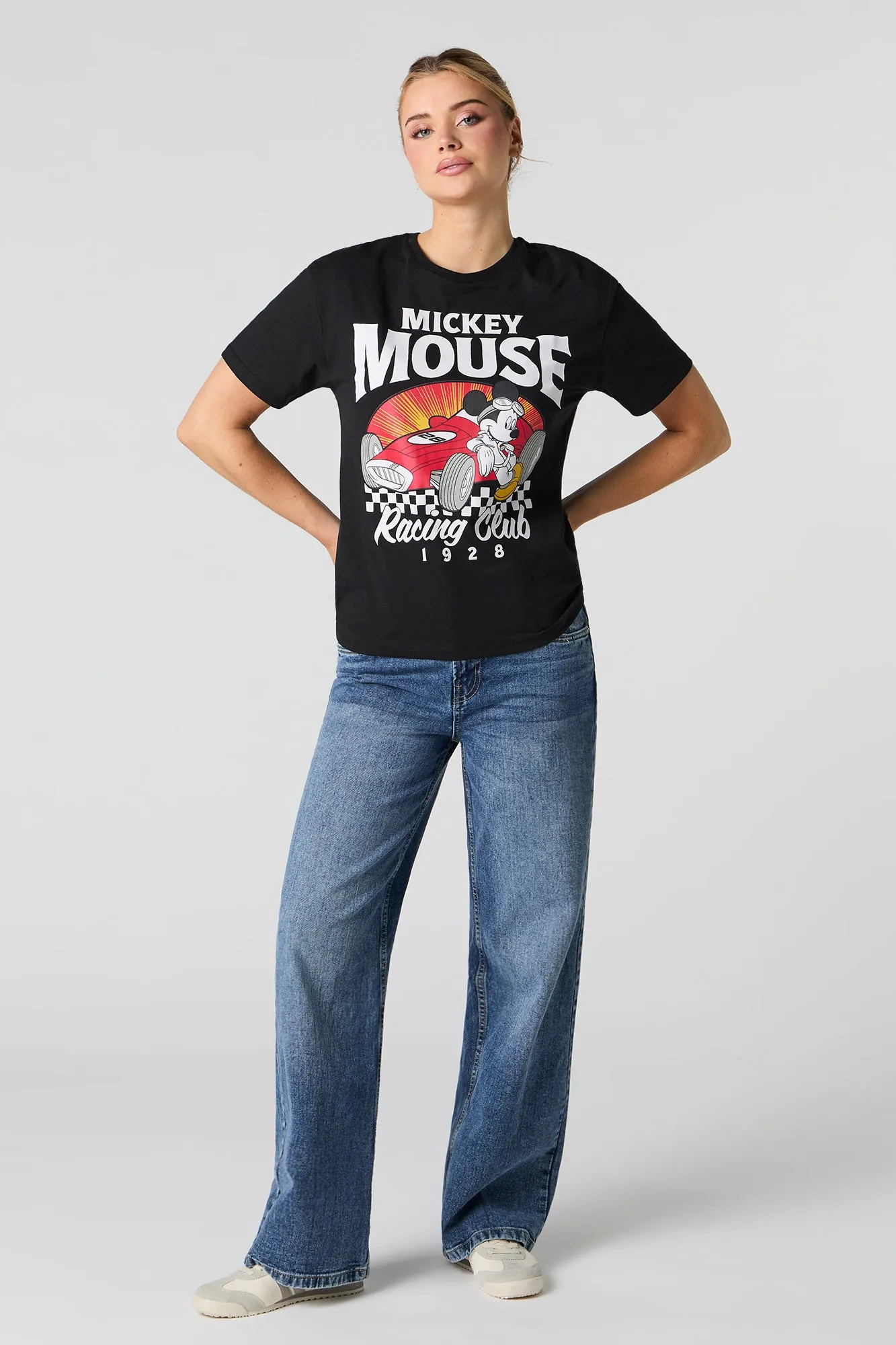 T-shirt coupe garçonne à imprimé Mickey Mouse Racing Club sold by Urban Planet product image thumbnail 3