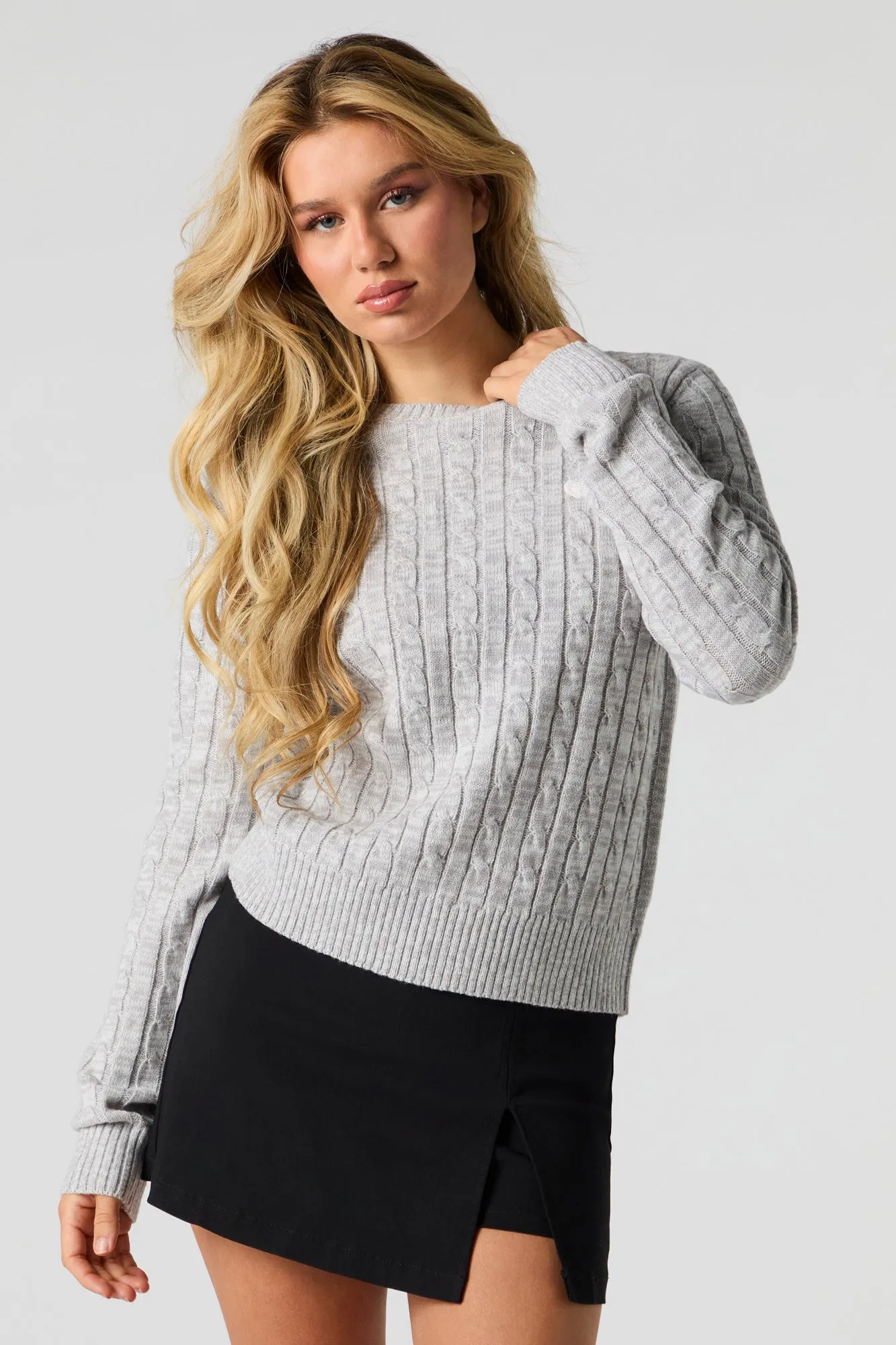 Embroidered Cable Knit Sweater sold by Urban Planet product image thumbnail 5