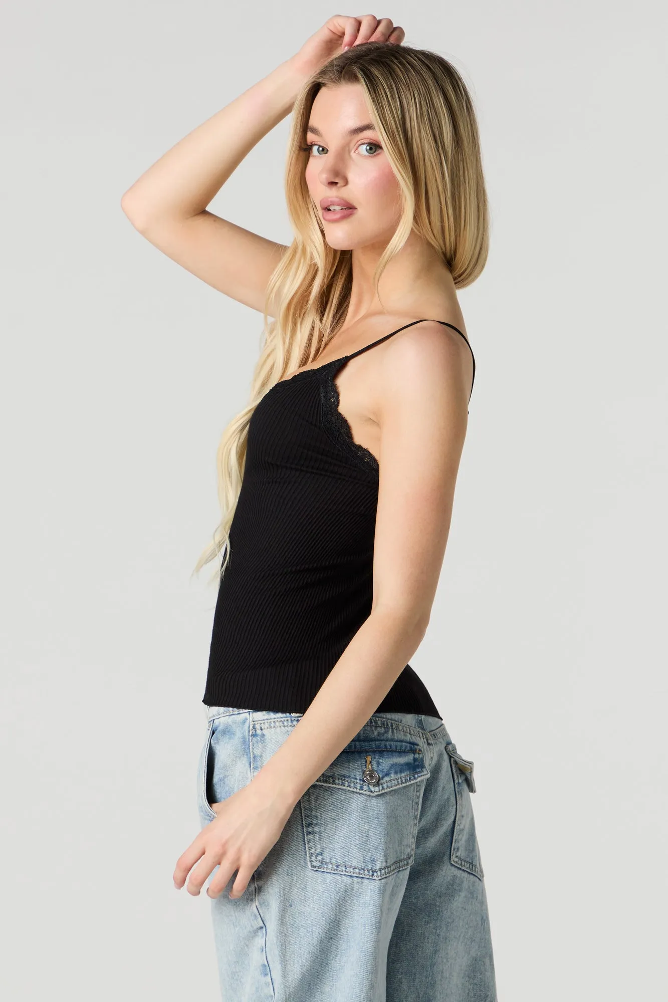 Seamless Ribbed Lace Trim Cami sold by Urban Planet product image thumbnail 5