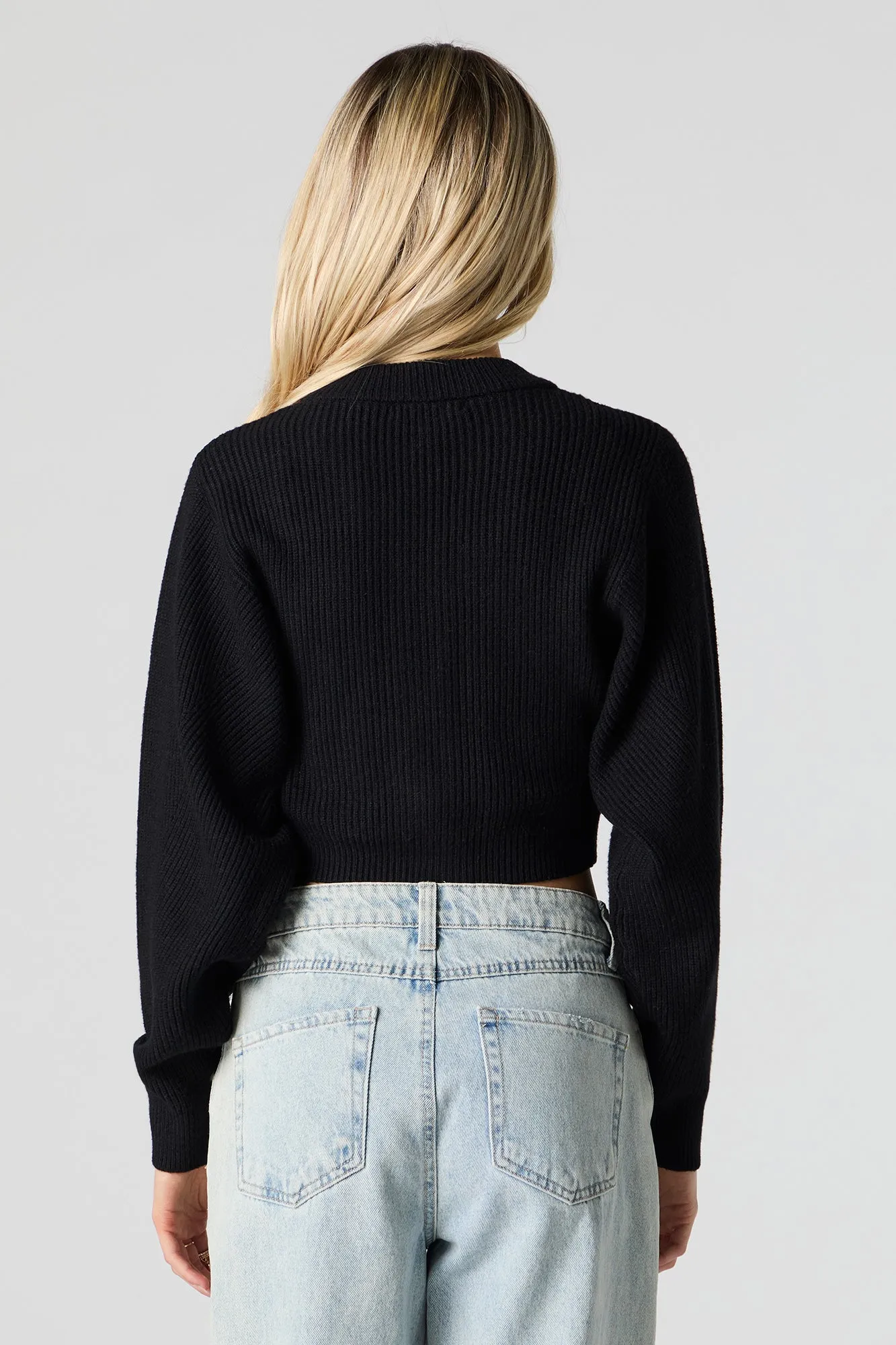 Ribbed Knit Button Front Cardigan sold by Urban Planet product image thumbnail 5