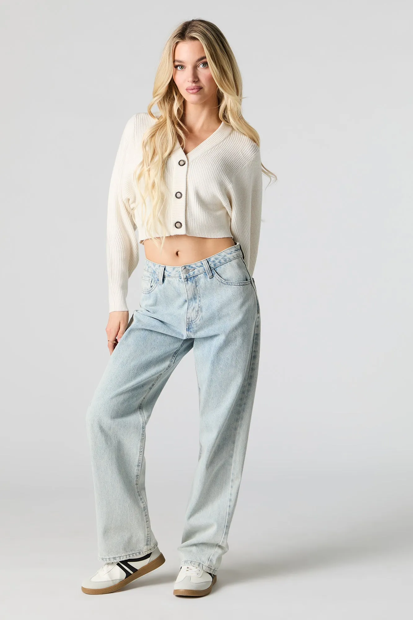 Ribbed Knit Button Front Cardigan sold by Urban Planet product image thumbnail 3