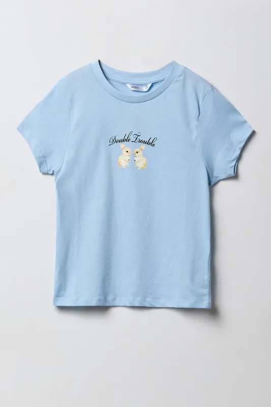 Girls Double Trouble Graphic T-Shirt sold by Urban Planet