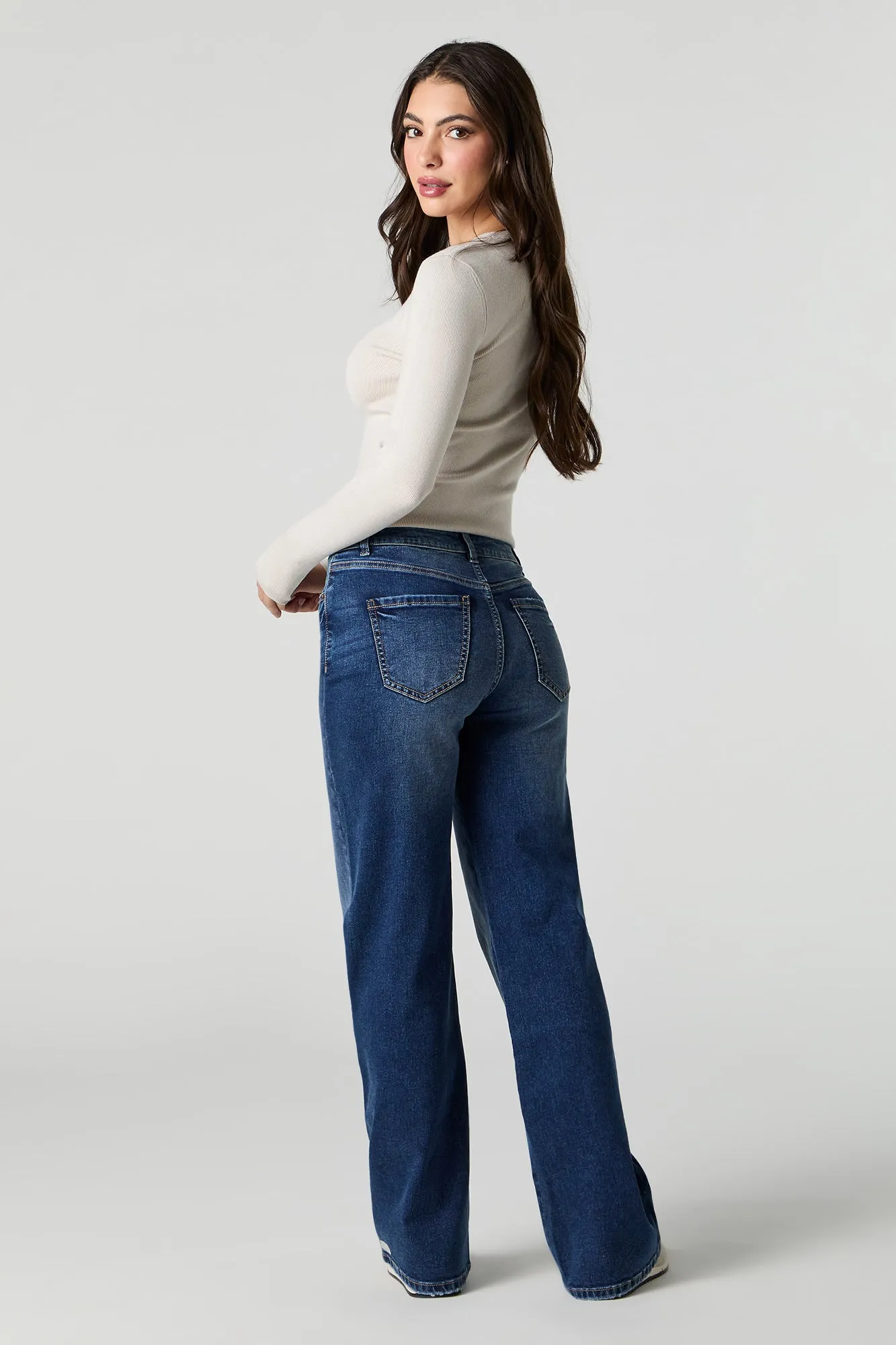Jean extensible à jambe large foncé sold by Urban Planet product image thumbnail 3
