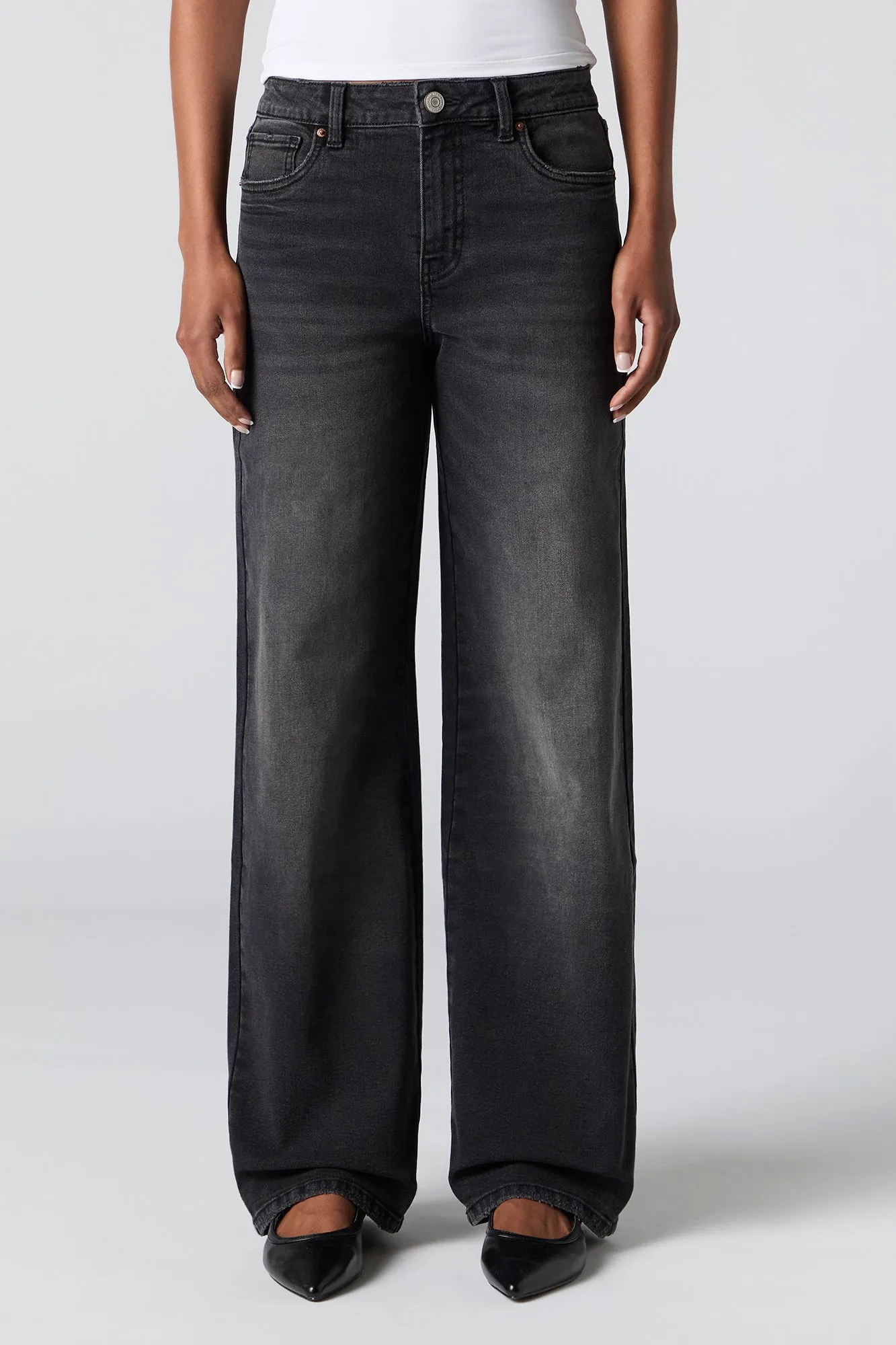 Jean extensible à jambe large noir sold by Urban Planet product image thumbnail 2