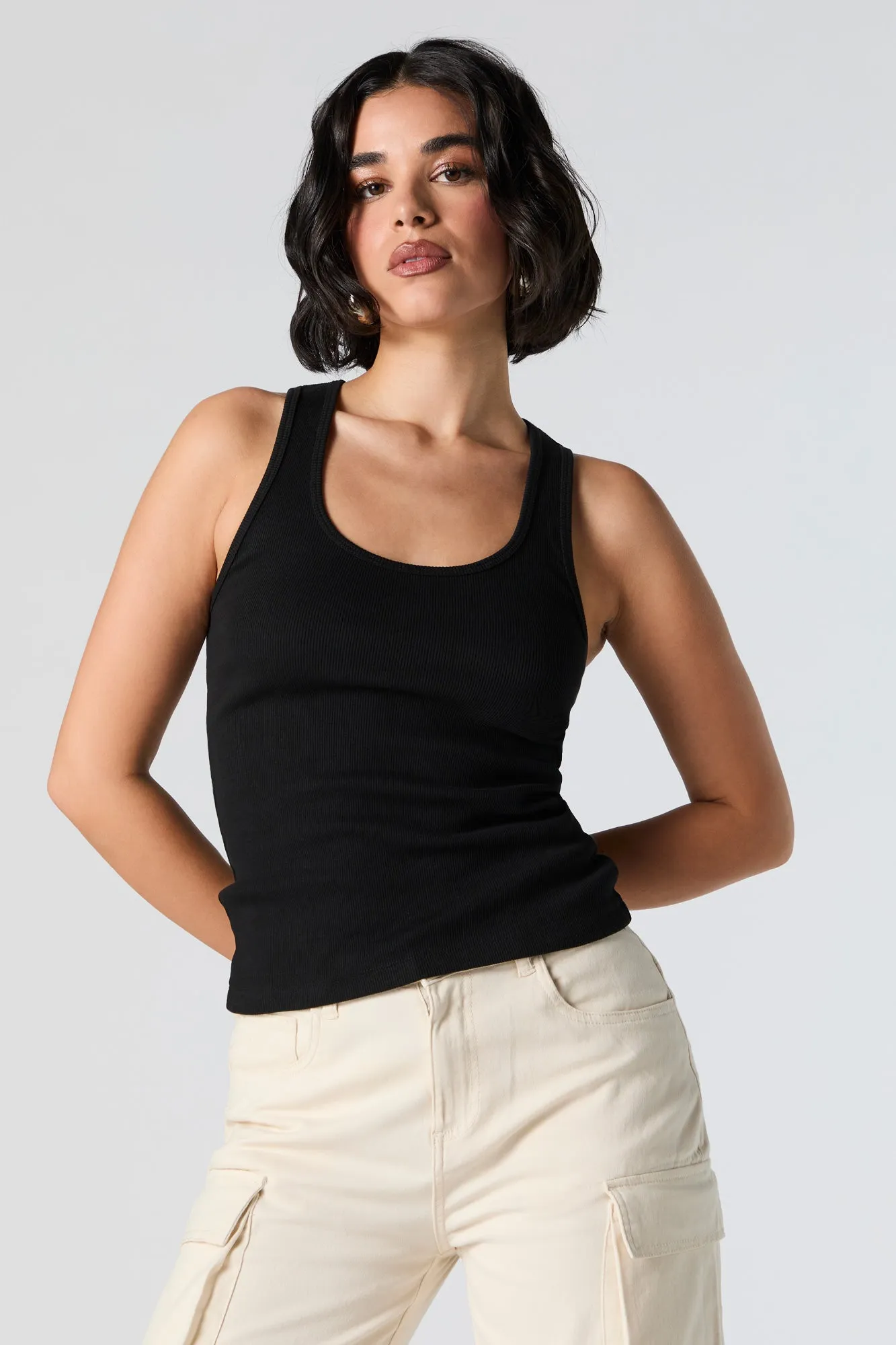 Ribbed Scoop Neck Skimmer Tank sold by Urban Planet product image thumbnail 4