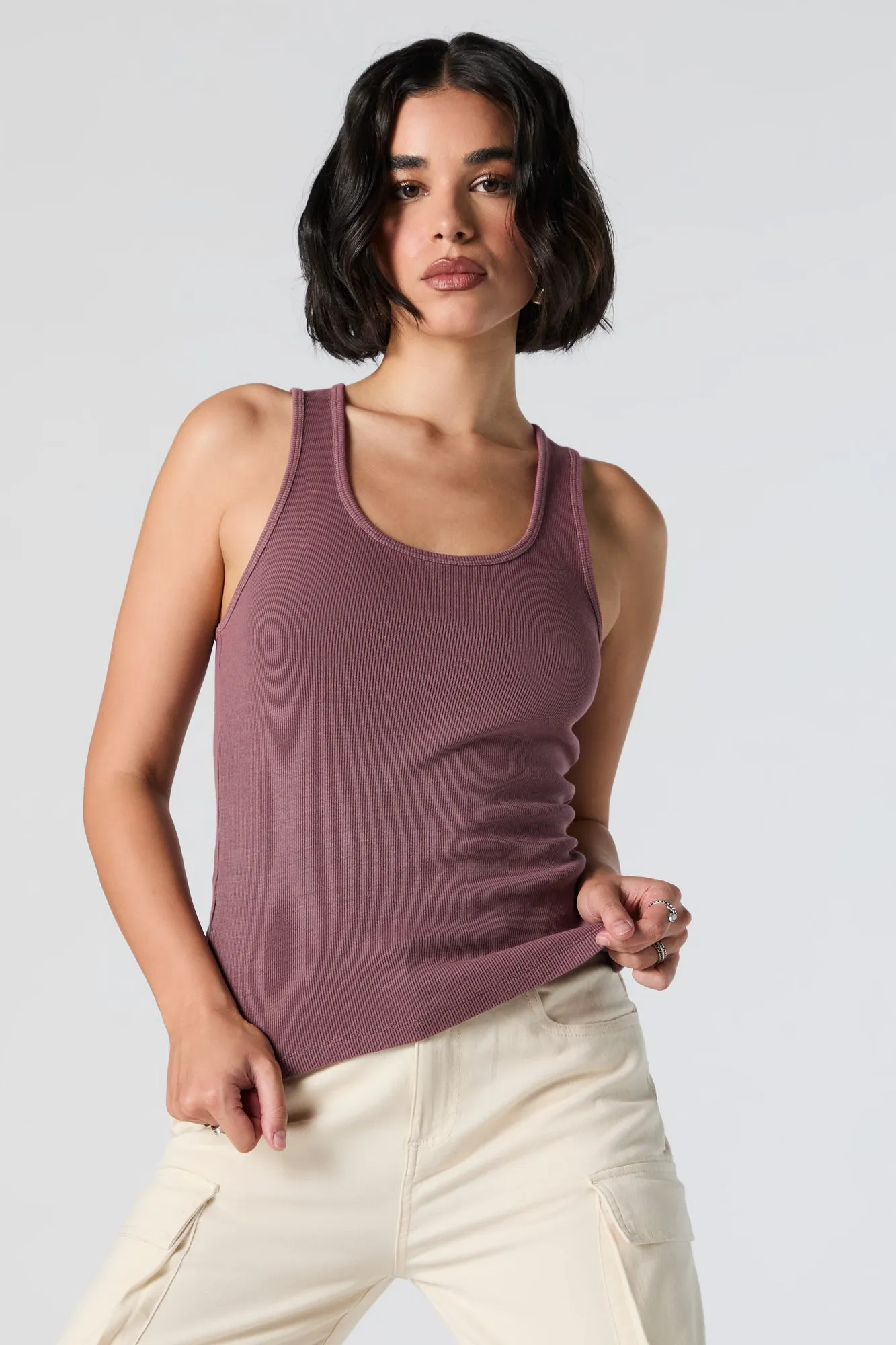 Ribbed Scoop Neck Skimmer Tank sold by Urban Planet