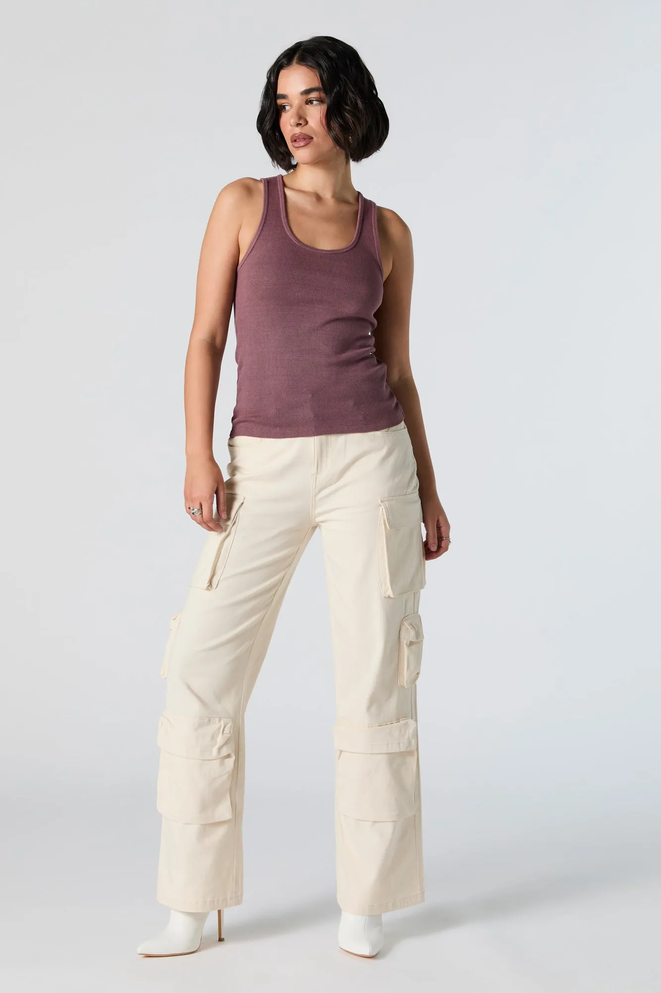 Ribbed Scoop Neck Skimmer Tank sold by Urban Planet product image thumbnail 3