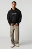Faux Suede Embroidered Hoodie sold by Urban Planet