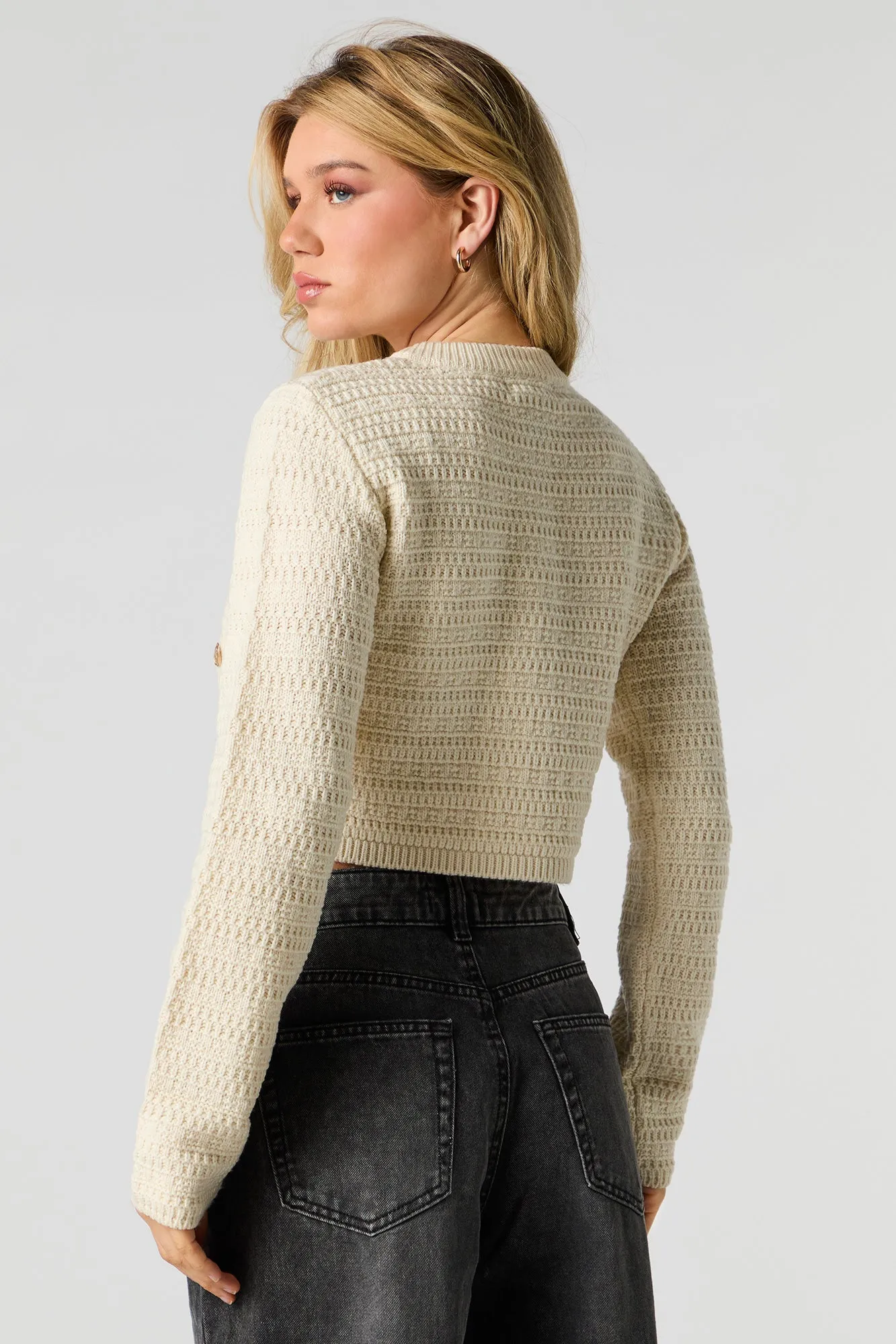 Cardigan boutonné en tricot texturé sold by Urban Planet product image thumbnail 5