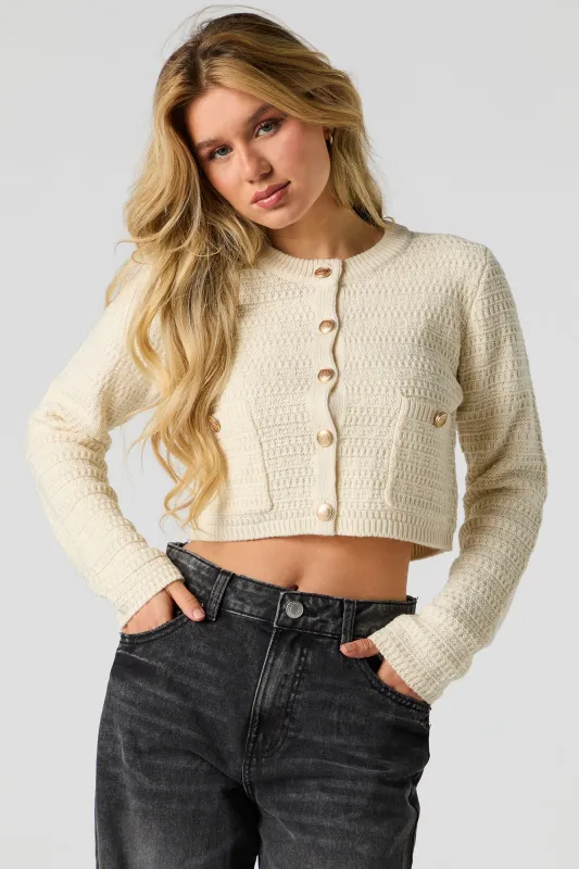 Cardigan boutonné en tricot texturé sold by Urban Planet