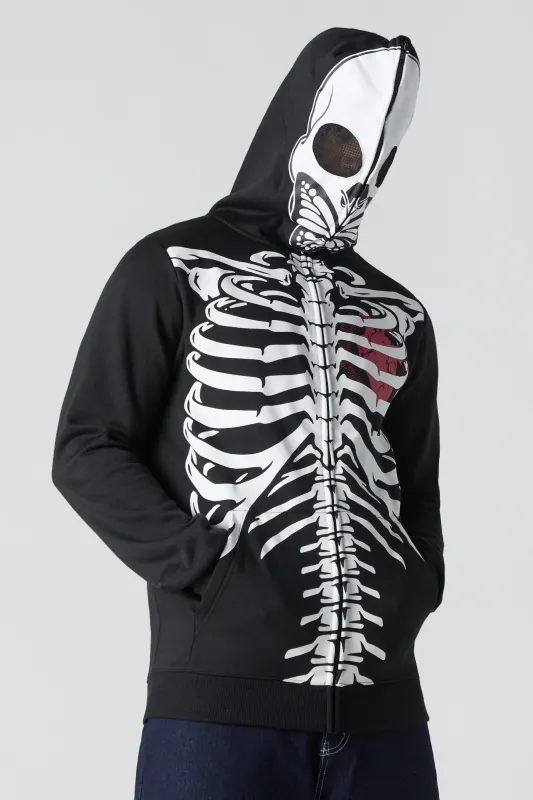 Skeleton Print Zip-Up Hoodie | Parallel