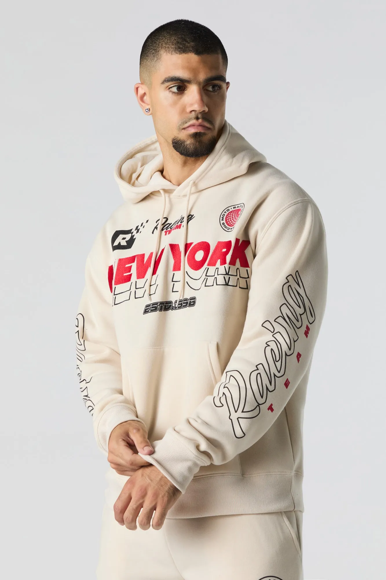 Racing Team Embroidered Graphic Fleece Hoodie sold by Urban Planet