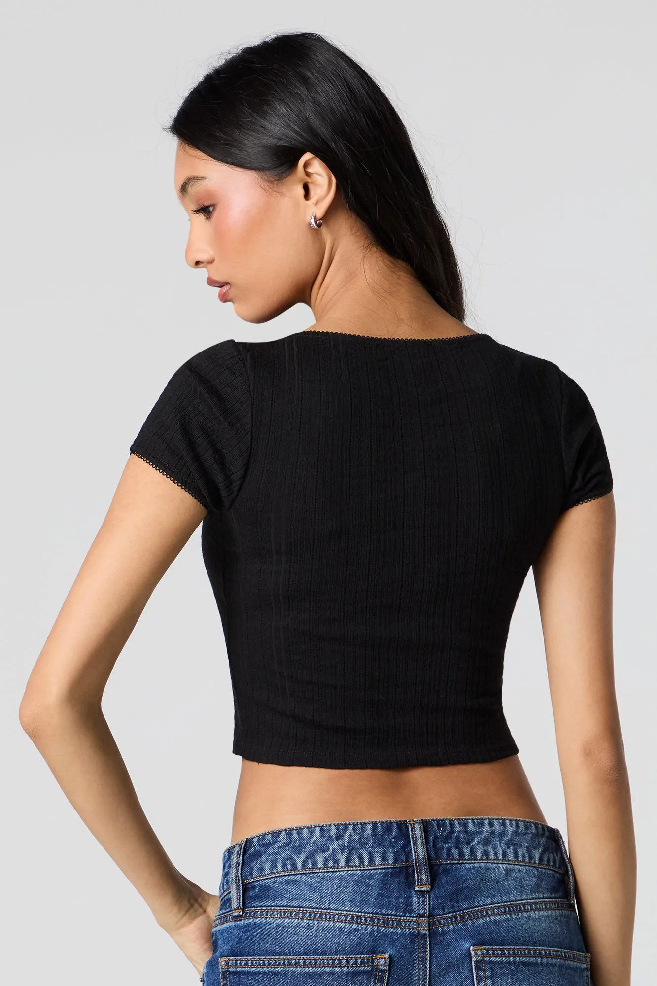 Pointelle Scoop Neck Crop Top sold by Urban Planet product image thumbnail 5