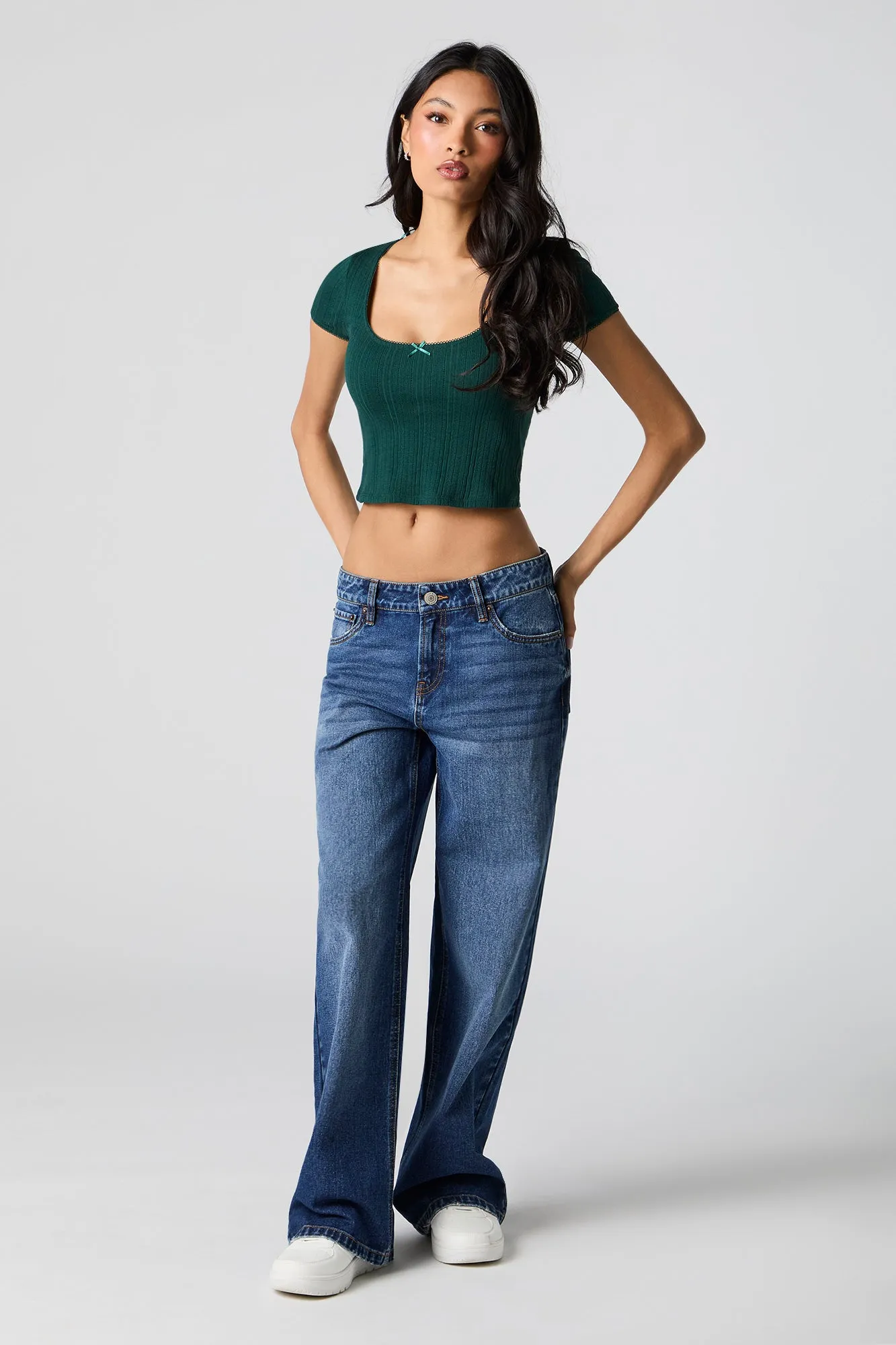 Pointelle Scoop Neck Crop Top sold by Urban Planet product image thumbnail 3