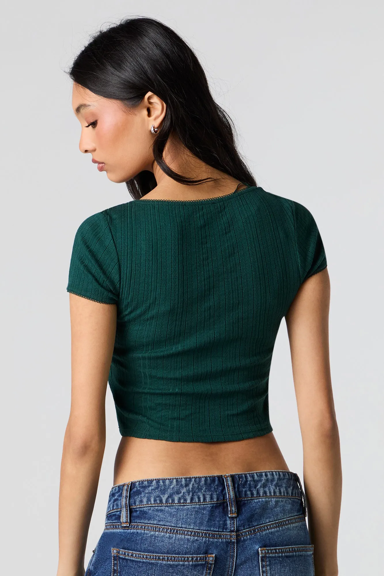 Pointelle Scoop Neck Crop Top sold by Urban Planet product image thumbnail 2