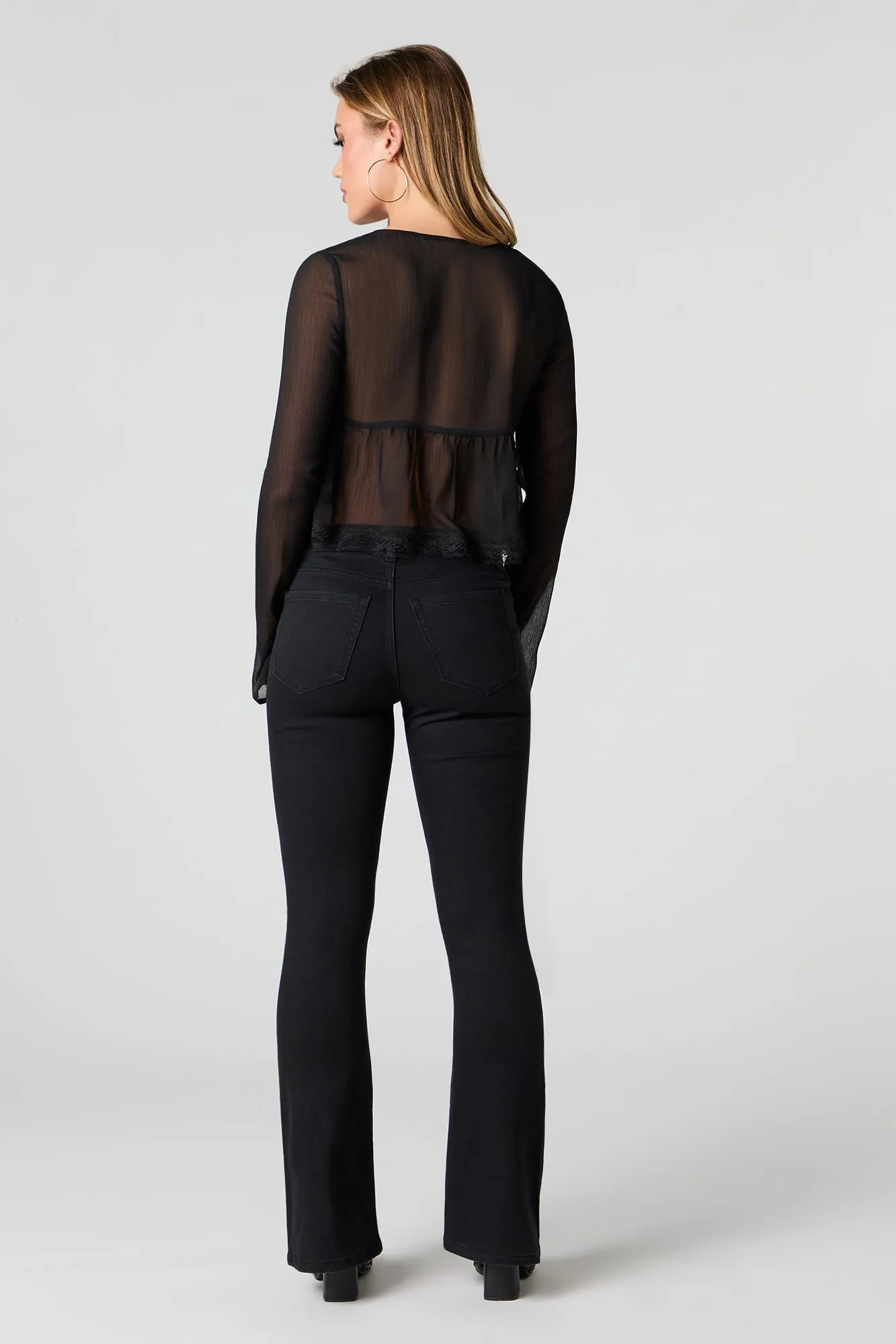 Jean évasé extensible taille basse noir sold by Urban Planet product image thumbnail 3