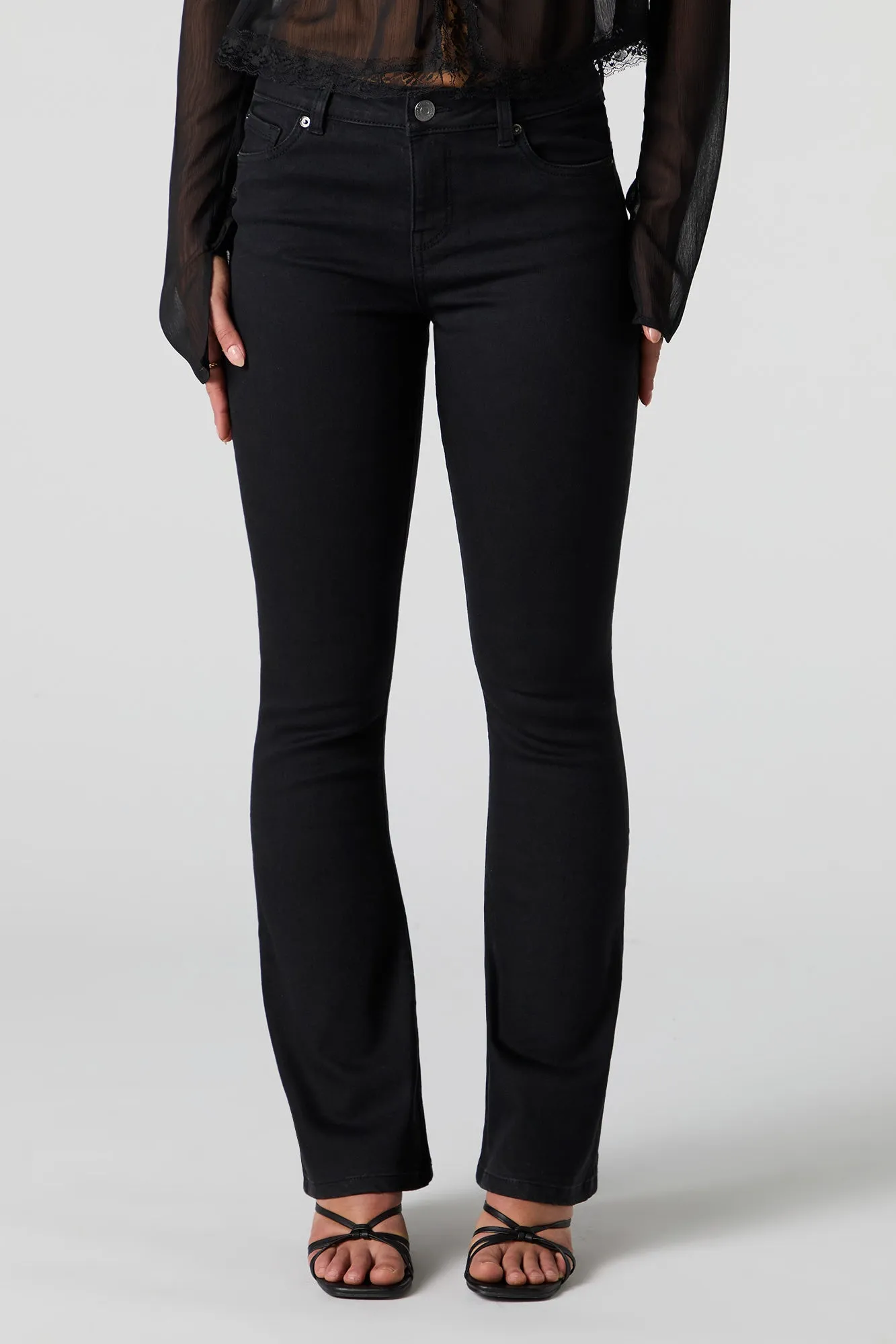 Jean évasé extensible taille basse noir sold by Urban Planet product image thumbnail 2