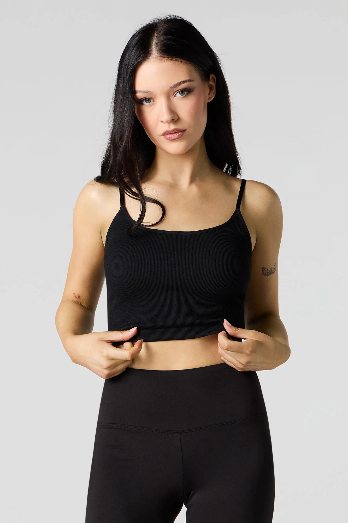 Camisole côtelée écourtée sans couture à bonnets intégrés sold by Urban Planet product image thumbnail 2