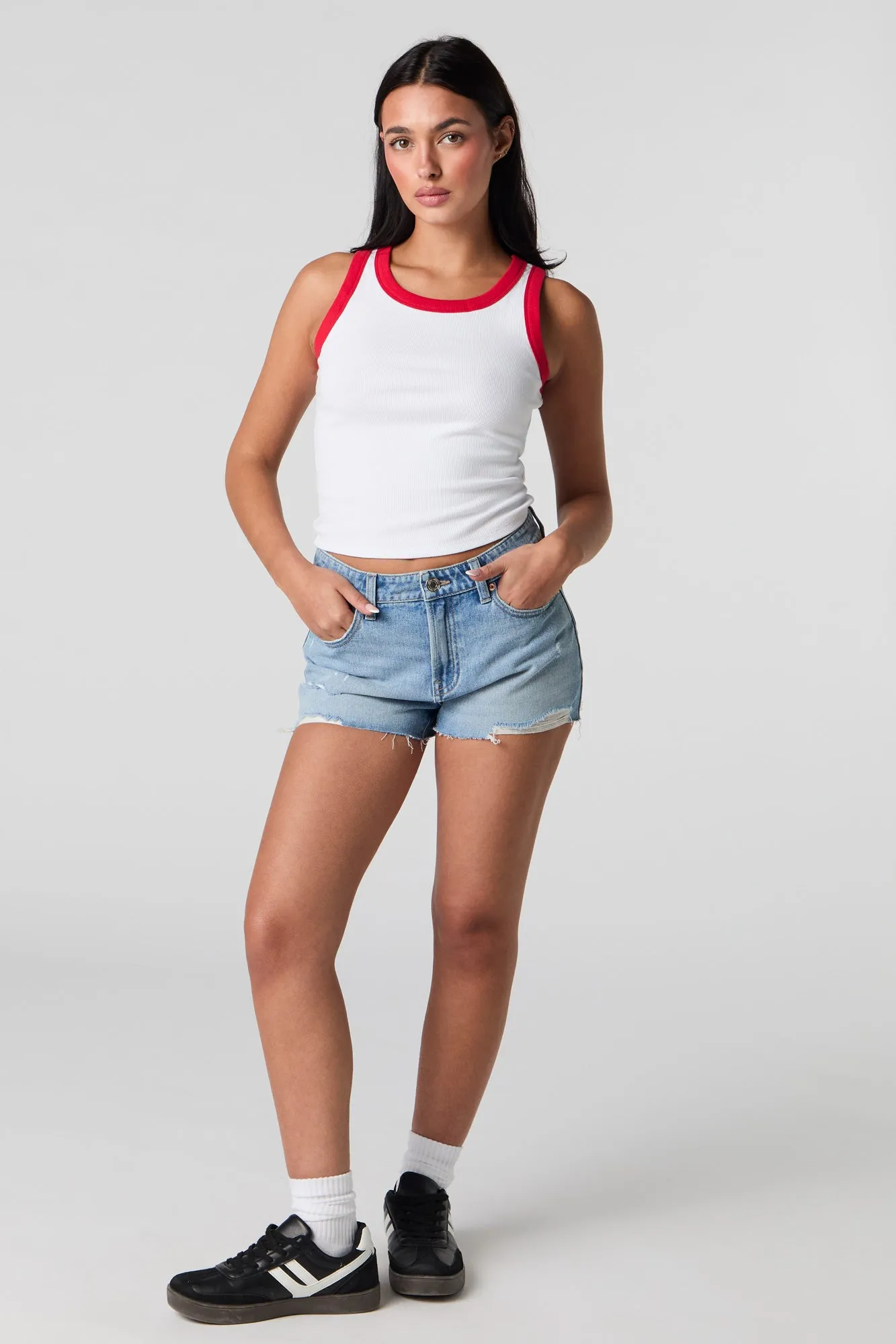 Embroidered Pocket Distressed Denim Short sold by Urban Planet product image thumbnail 3
