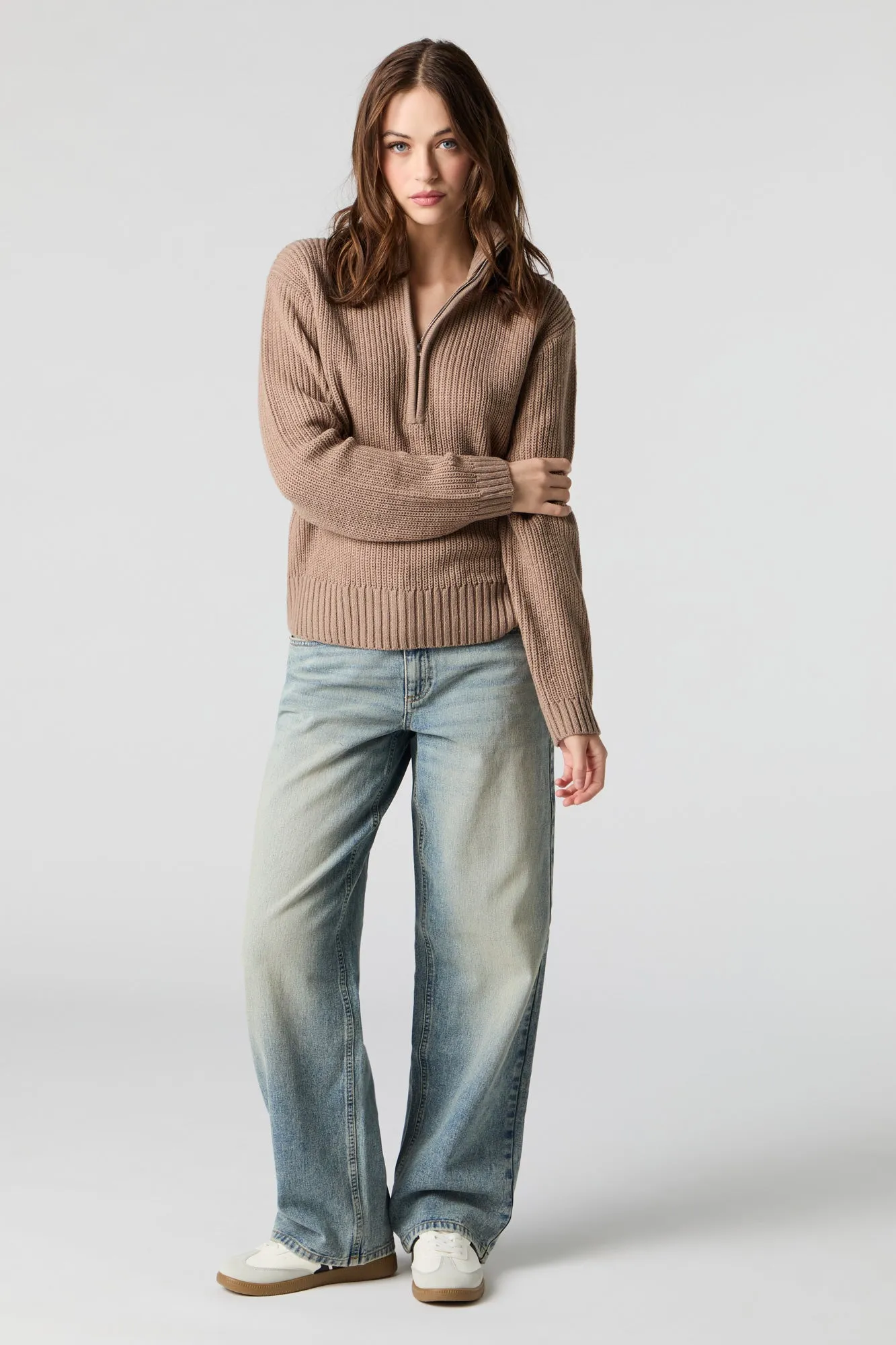 Knit Quarter Zip Sweater sold by Urban Planet product image thumbnail 3