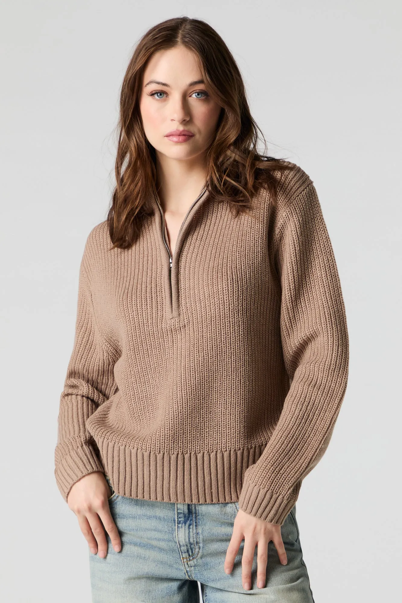 Knit Quarter Zip Sweater sold by Urban Planet product image thumbnail 4