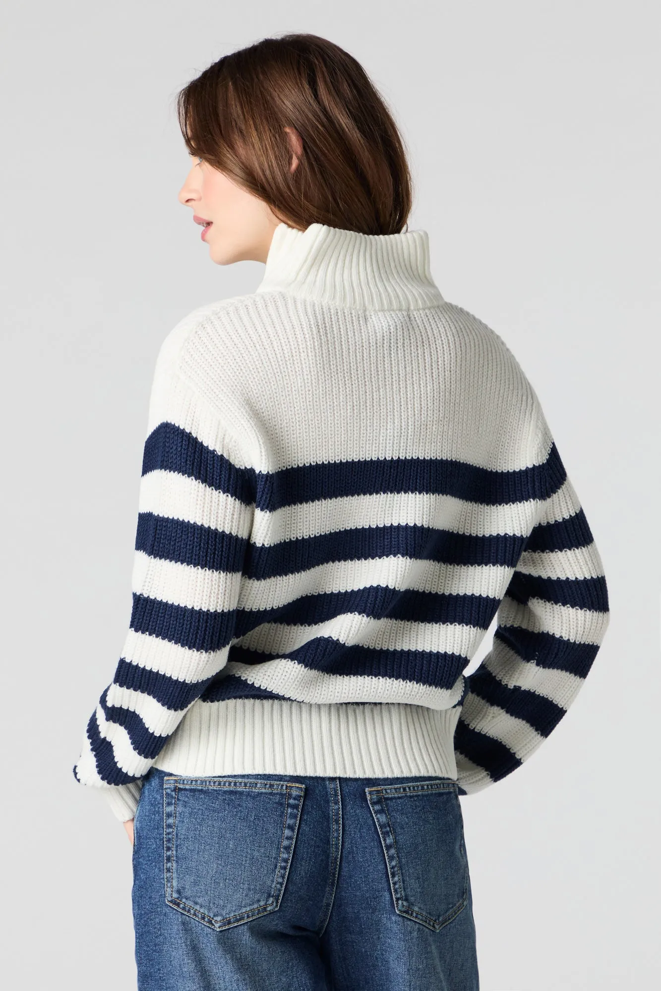 Striped Knit Quarter Zip Sweater sold by Urban Planet product image thumbnail 2