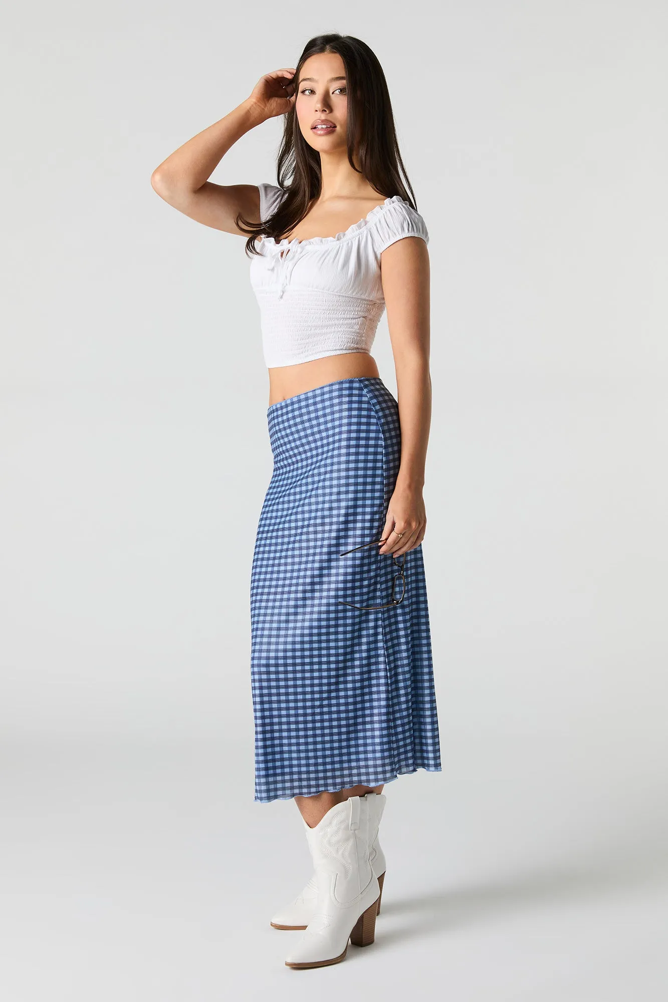 Jupe midi en filet à carreaux sold by Urban Planet product image thumbnail 5