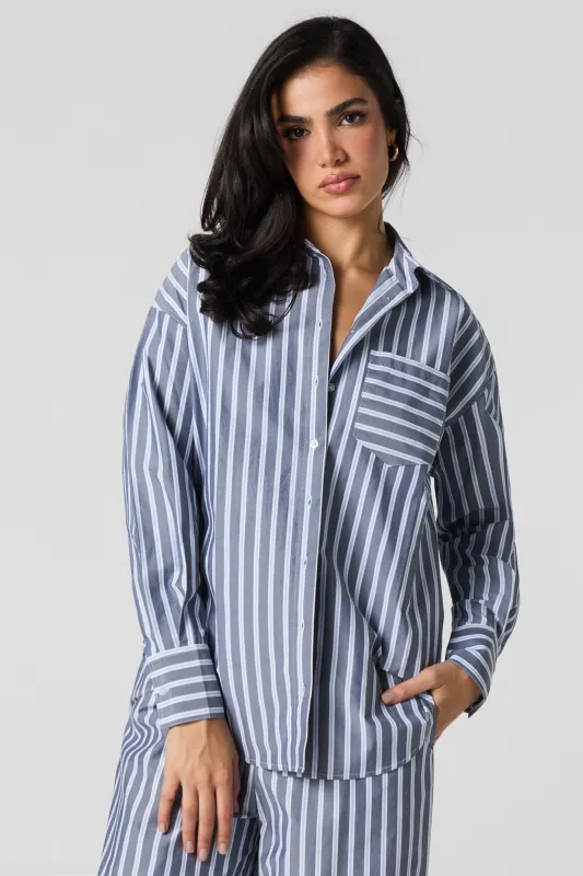Poplin Button-Up Long Sleeve Top sold by Urban Planet