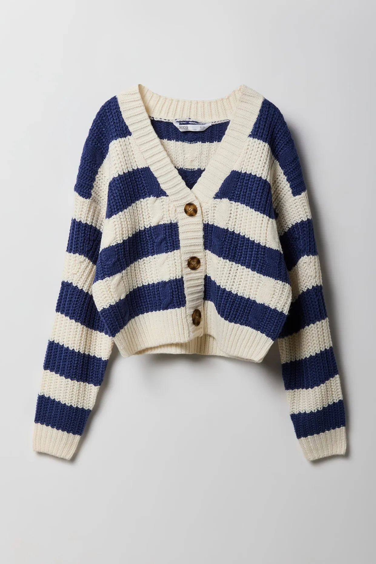 Cardigan en tricot torsadé rayé pour fille sold by Urban Planet