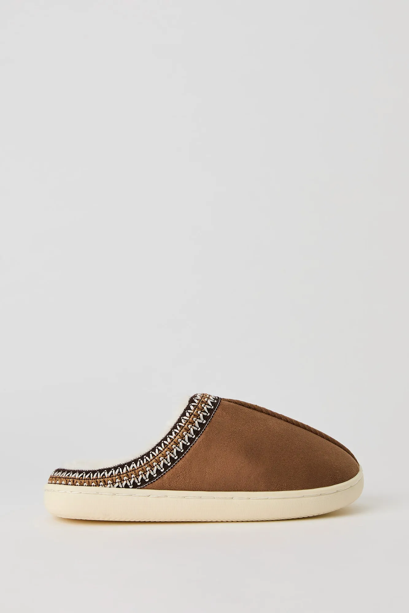 Faux Fur Lined Embroidered Trim Slipper sold by Urban Planet product image thumbnail 2