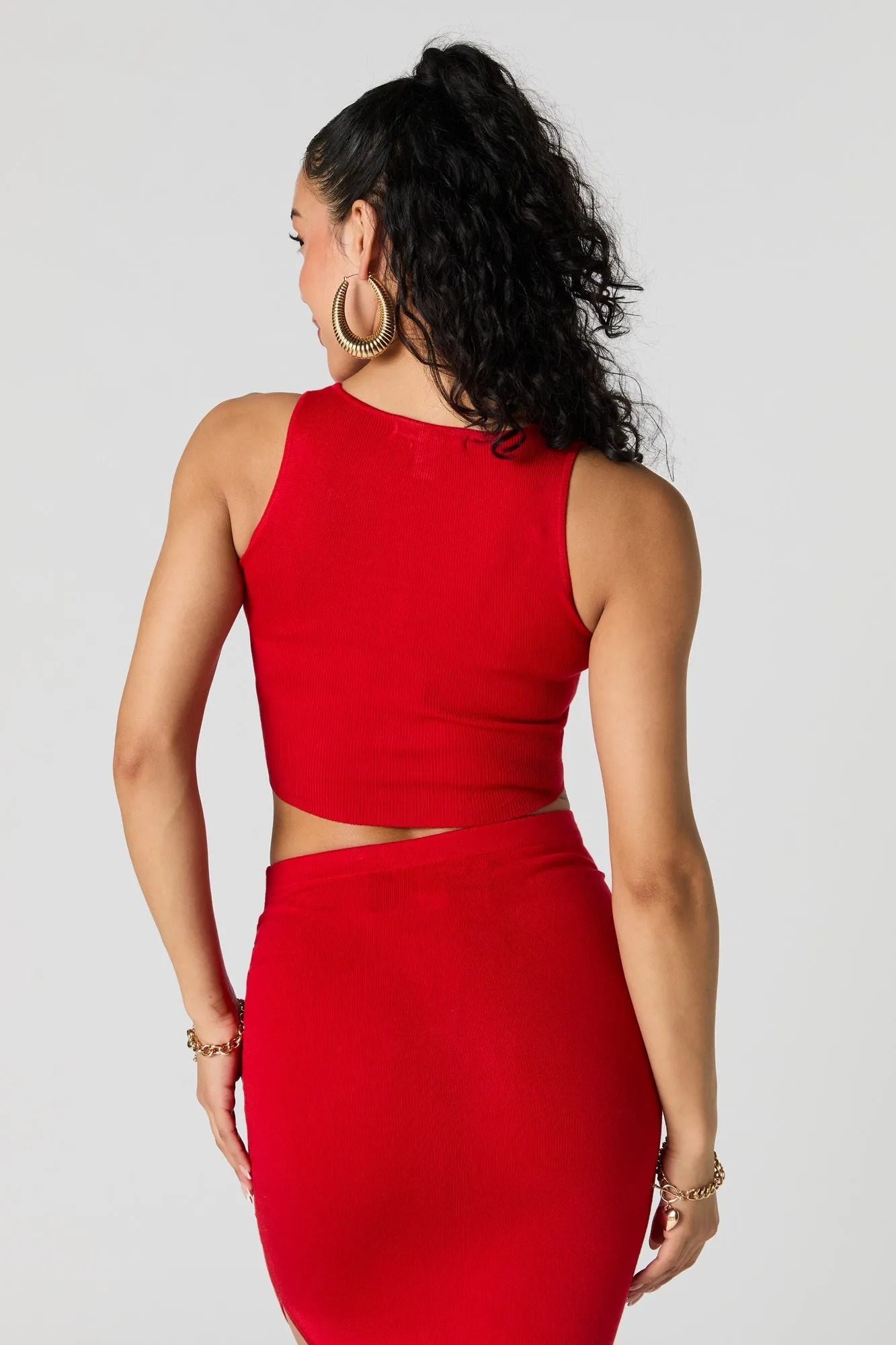 Ribbed Square Neck Cropped Tank sold by Urban Planet product image thumbnail 5