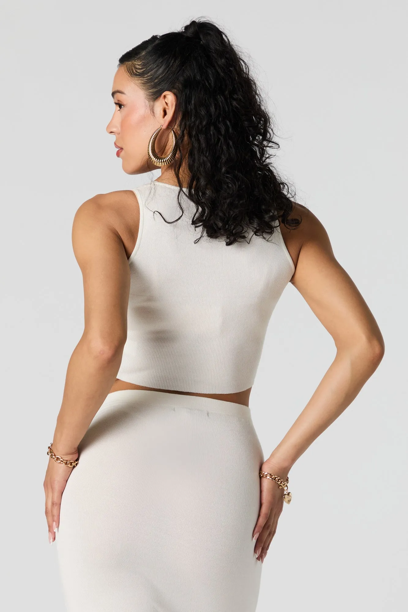 Ribbed Square Neck Cropped Tank sold by Urban Planet product image thumbnail 2
