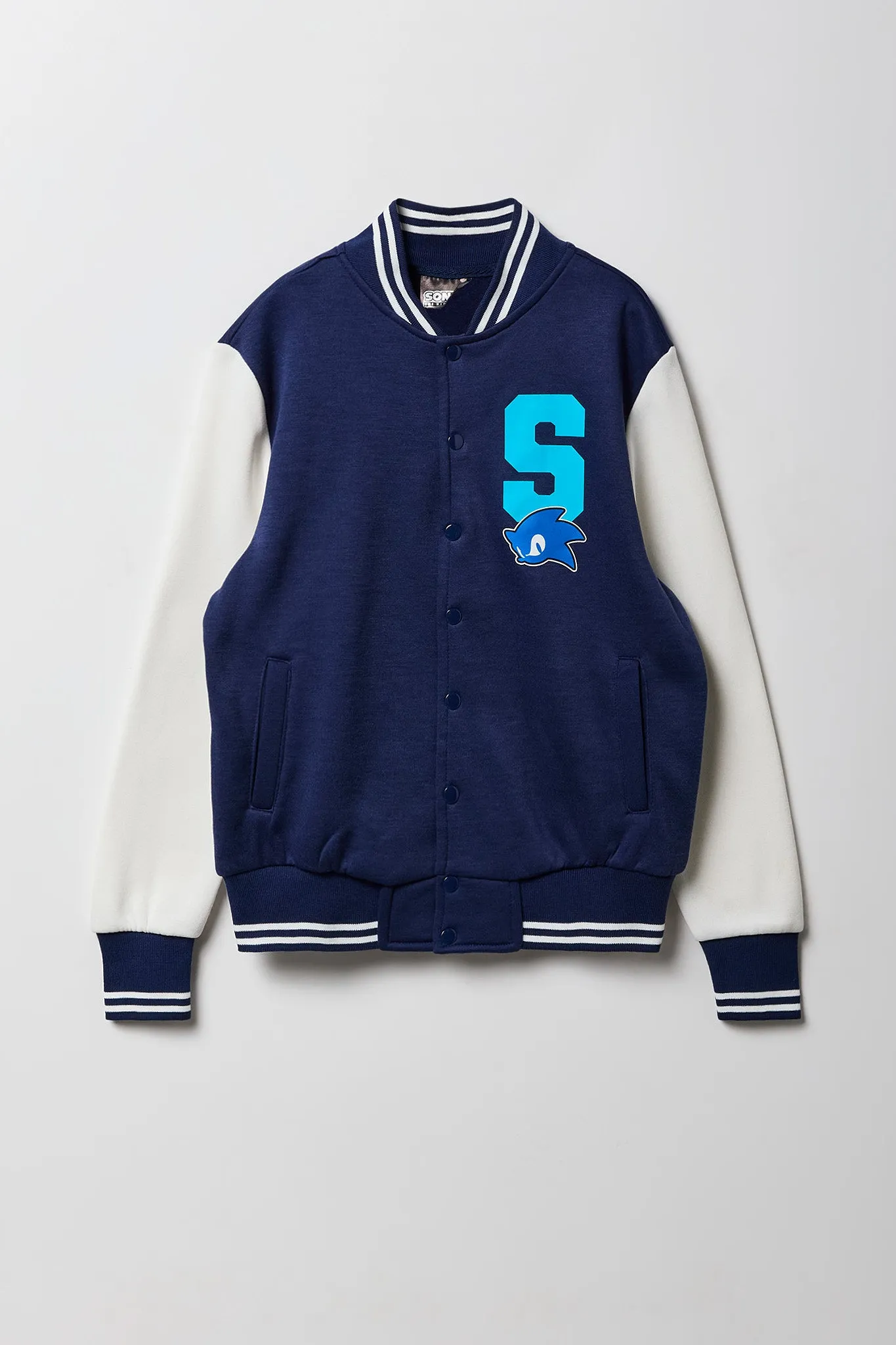 Blouson collégien en molleton à imprimé Sonic pour enfants sold by Urban Planet