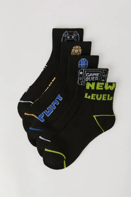Chaussettes aux chevilles Gamer pour garçons (paquet de 5) sold by Urban Planet