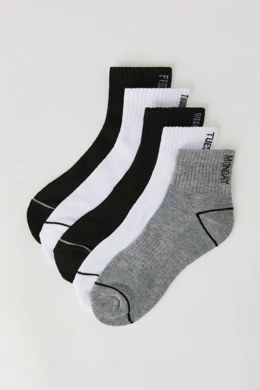 Chaussettes un quart Jours de la semaine pour garçons (paquet de 5) sold by Urban Planet