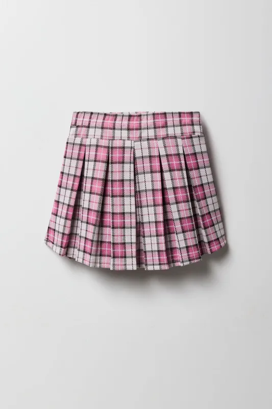 Girls Plaid Knit Pleated Skort sold by Urban Planet
