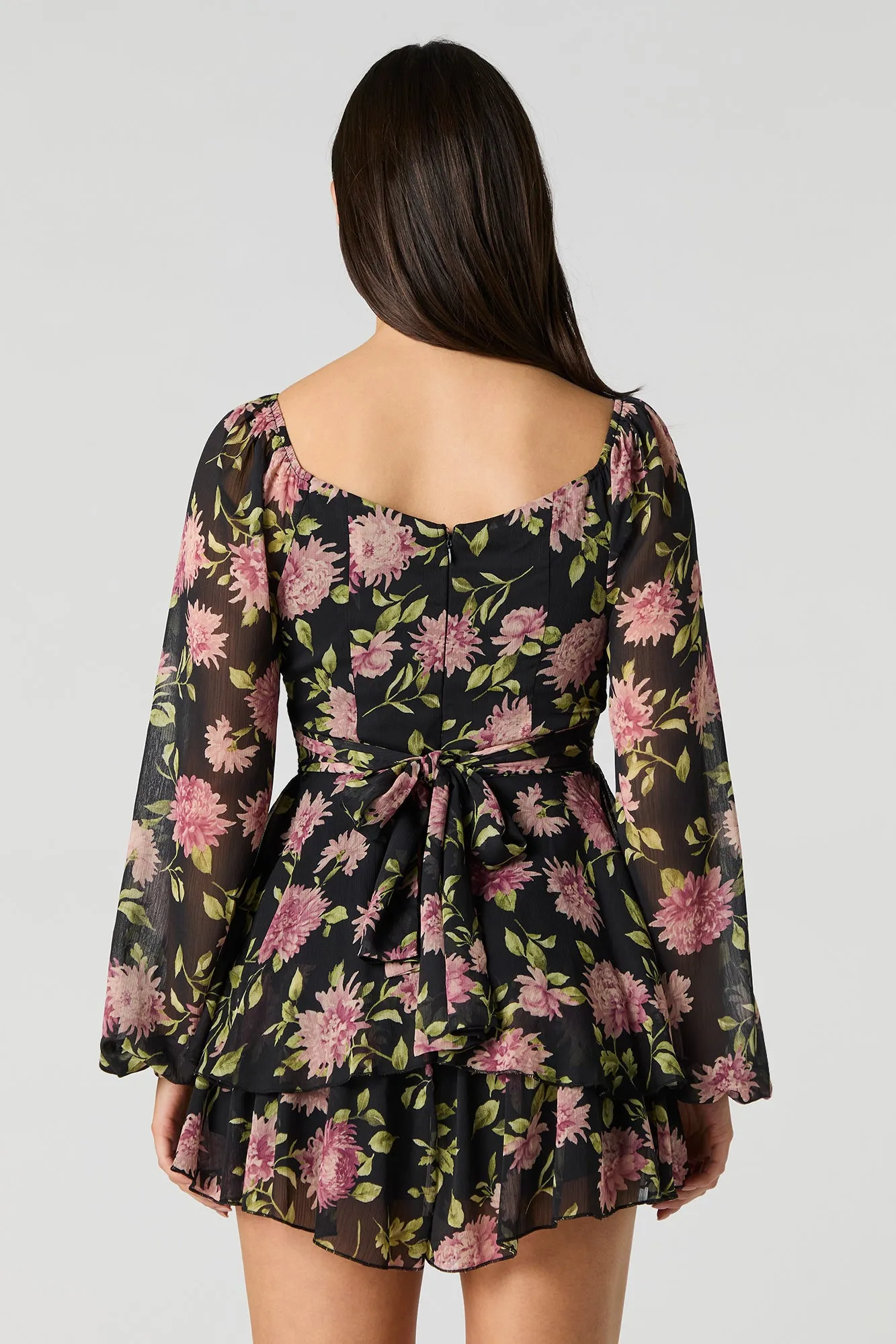 Chiffon Tiered Long Sleeve Mini Romper sold by Urban Planet product image thumbnail 2